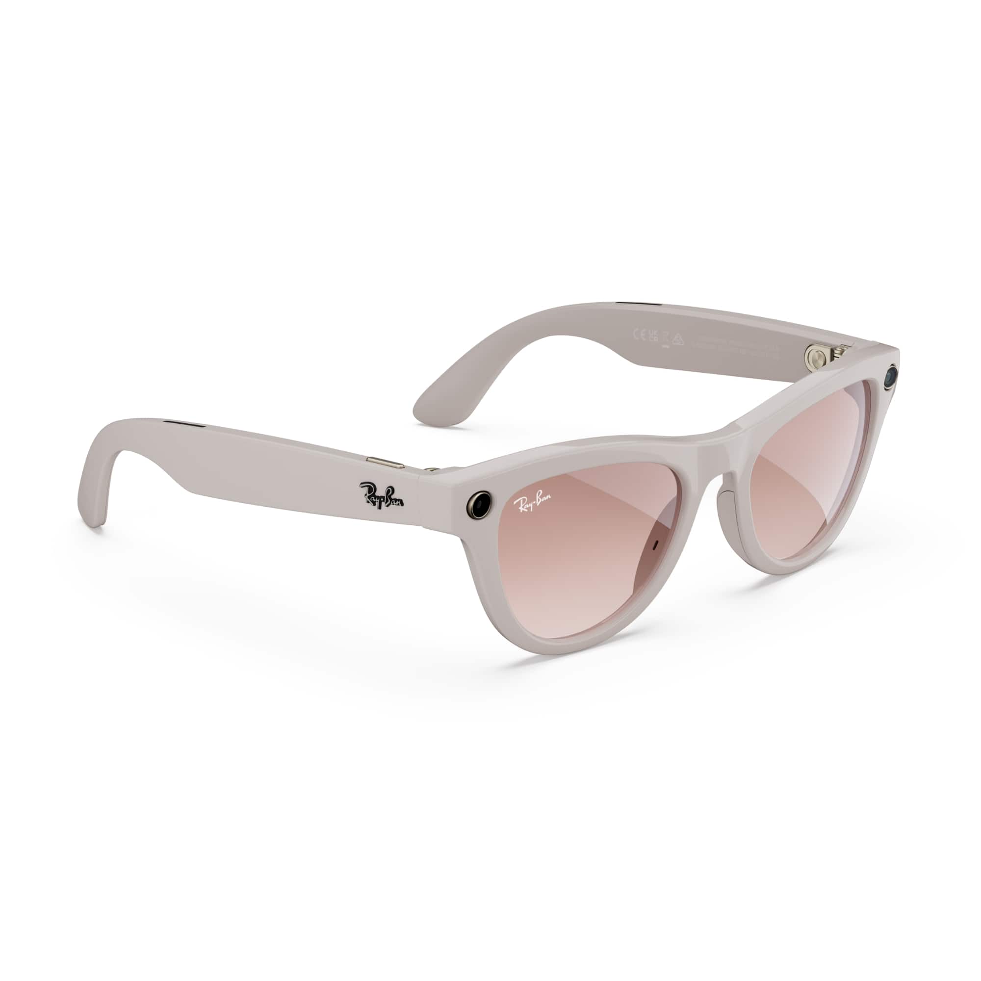 Alt View 7. Ray-Ban Meta - Skyler (Gen 1) glasses with Meta AI, Audio, Photo, Video Compatibility - Pink Lenses - Shiny Chalky Gray.