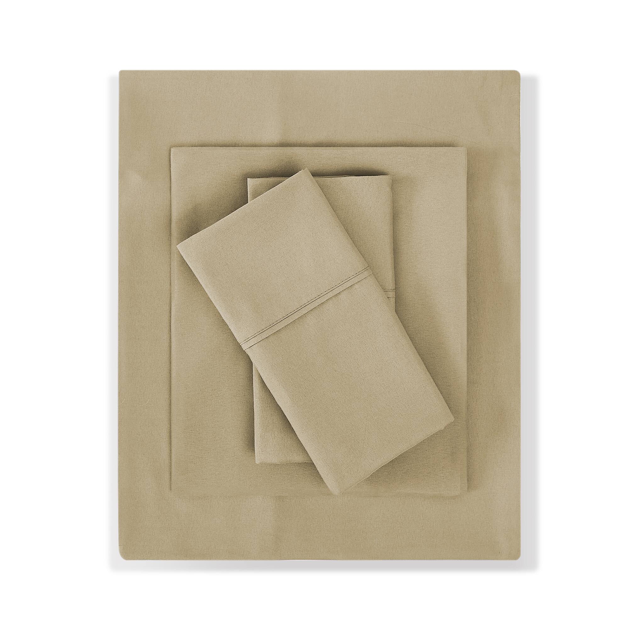 Back. Sweet Home Collection - All Season Reversible Bed-in-A-Bag Solid Color Comforter & Sheet Set, Twin - Taupe.