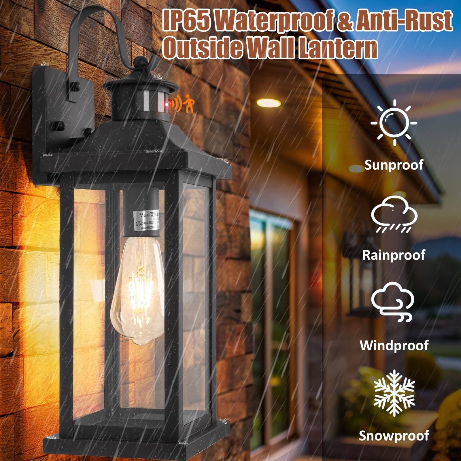 IP65 Waterproof & Anti-Rust Outside Wall Lantern

- Sunproof
- Rainproof
- Windproof
- Snowproof
