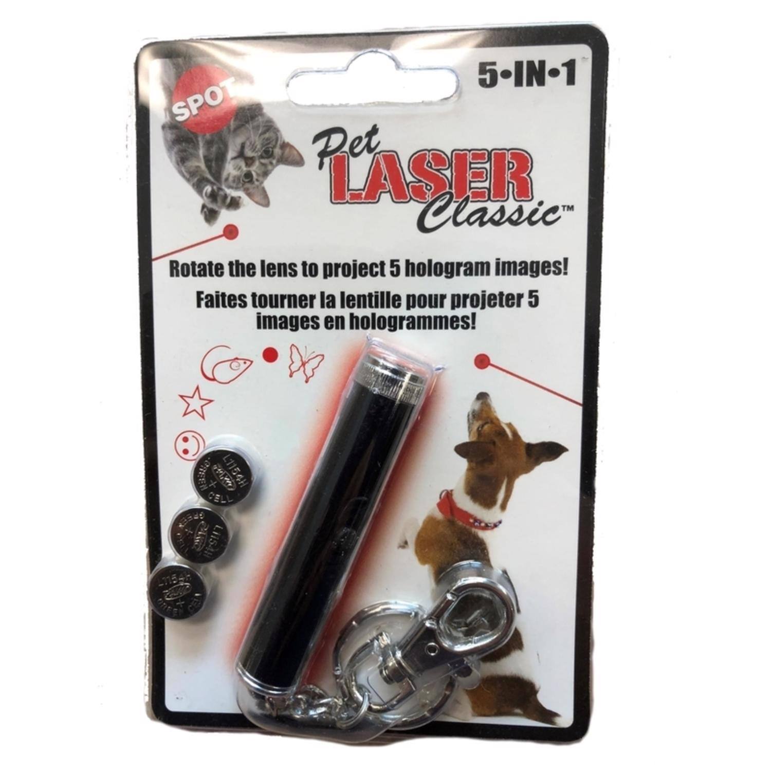 5-IN-1 SPOT Pet LASER Classic  
Rotate the lens to project 5 hologram images!  
Faites tourner la lentille pour projeter 5 images en hologrammes!