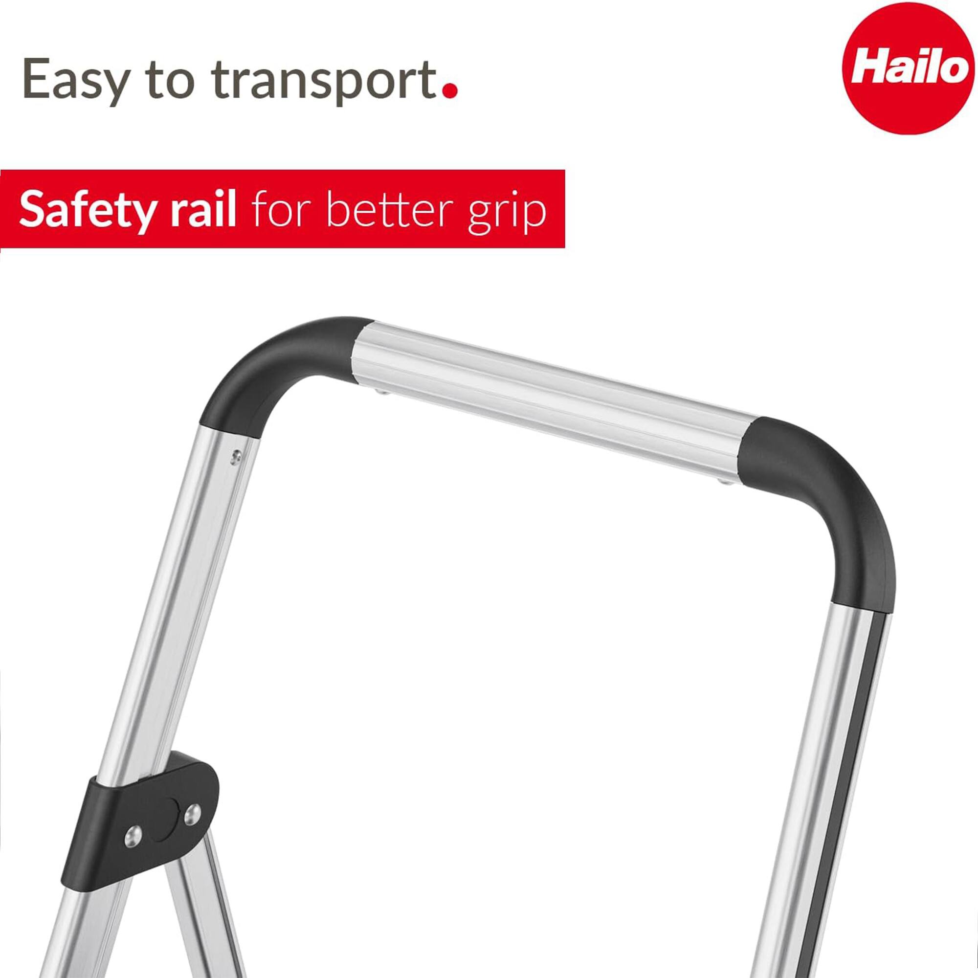 Easy to transport.  
Safety rail for better grip.