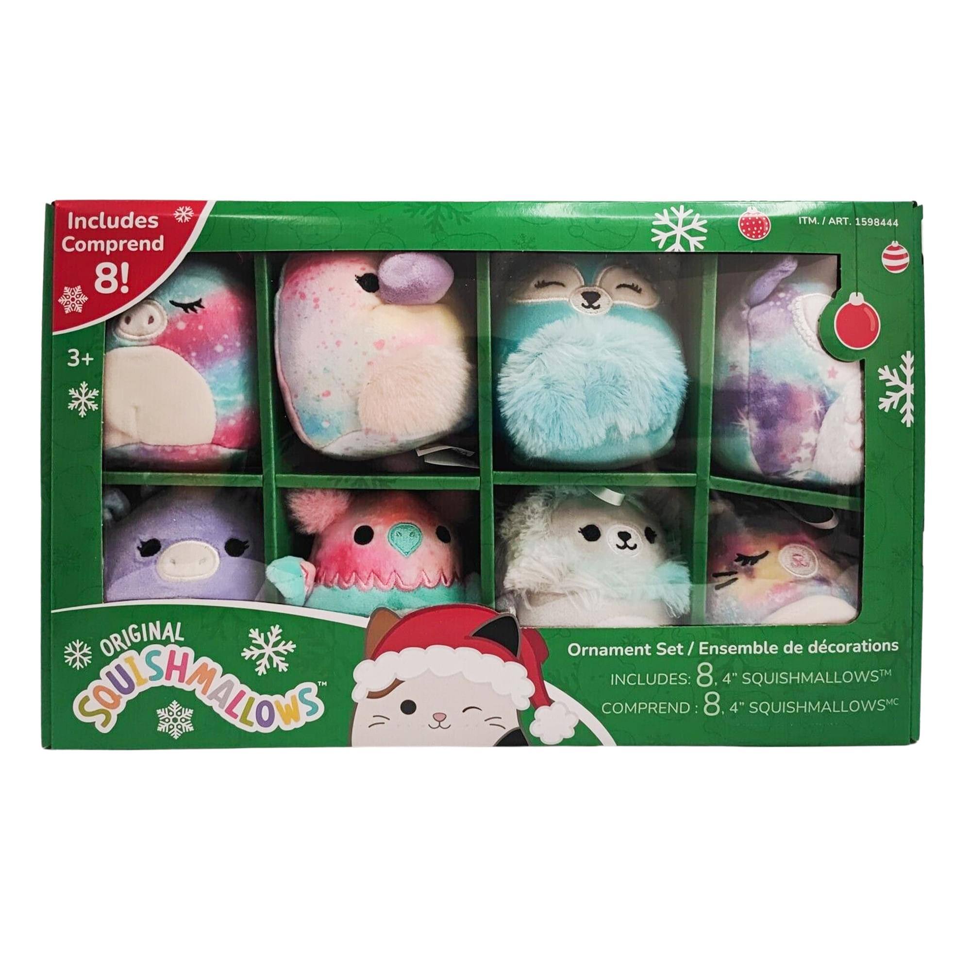 Includes Comprend 8! TM./ART. 1598444 3+ ORIGINAL SQUISHMALLOWS™ Ornament Set / Ensemble de décorations INCLUDES: 8. 4" SQUISHMALLOWS™ COMPREND: 8. 4" SQUISHMALLOWS™