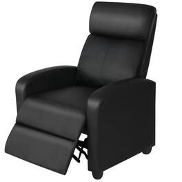 Hivvago - High-Density Faux Leather Push Back Recliner Chair - Black