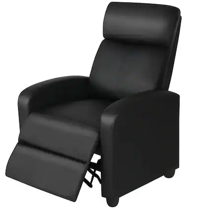 Front. Hivvago - High-Density Faux Leather Push Back Recliner Chair - Black.