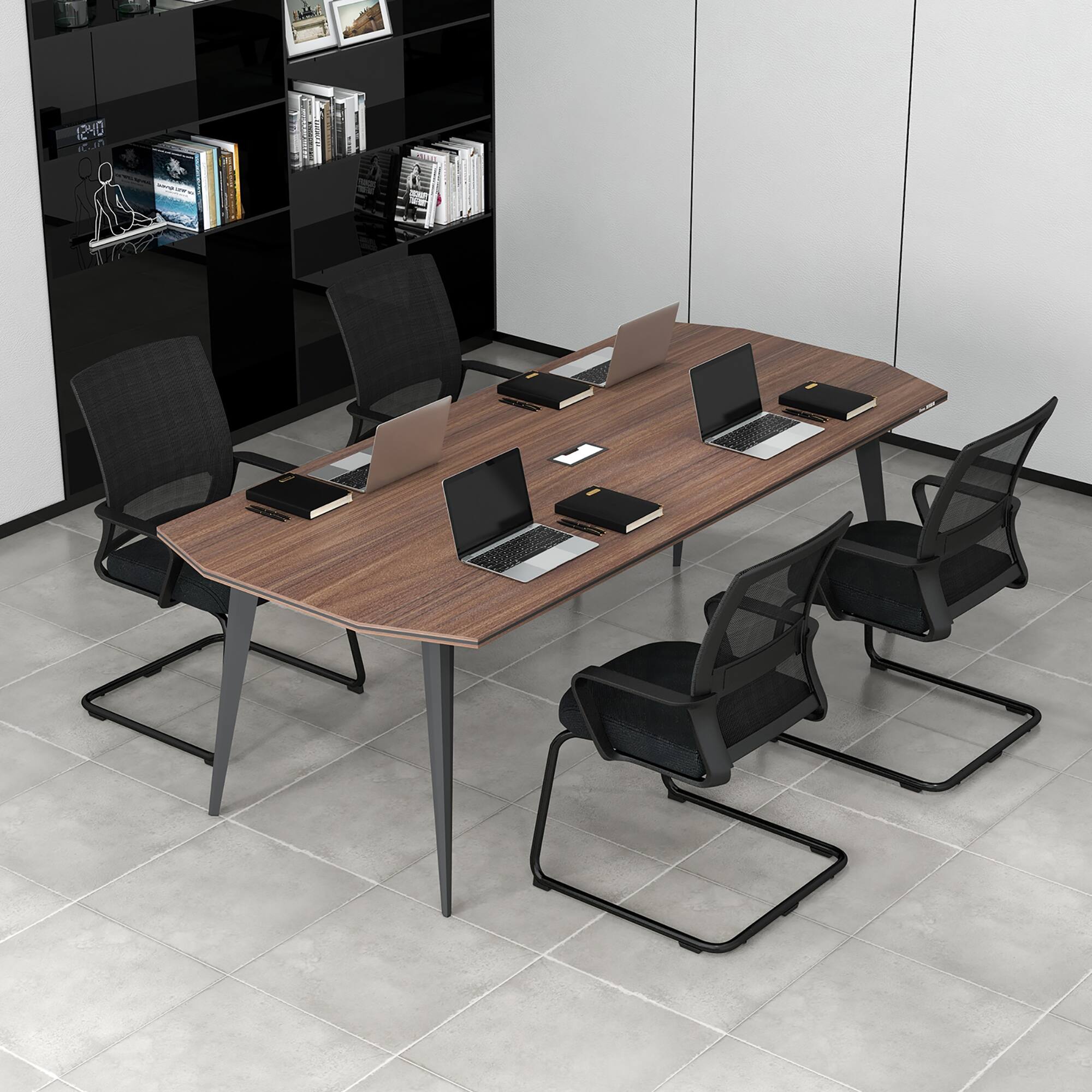 Alt View 3. Gymax - Gymax Office Guest Chair Set of 6 Conference Reception Chair w/ Lumbar Support & Sled Base - Black.