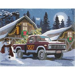 Sporticulture - Washington Commanders Winter Truck Diamond Art Holiday Craft Kit - Multicolor