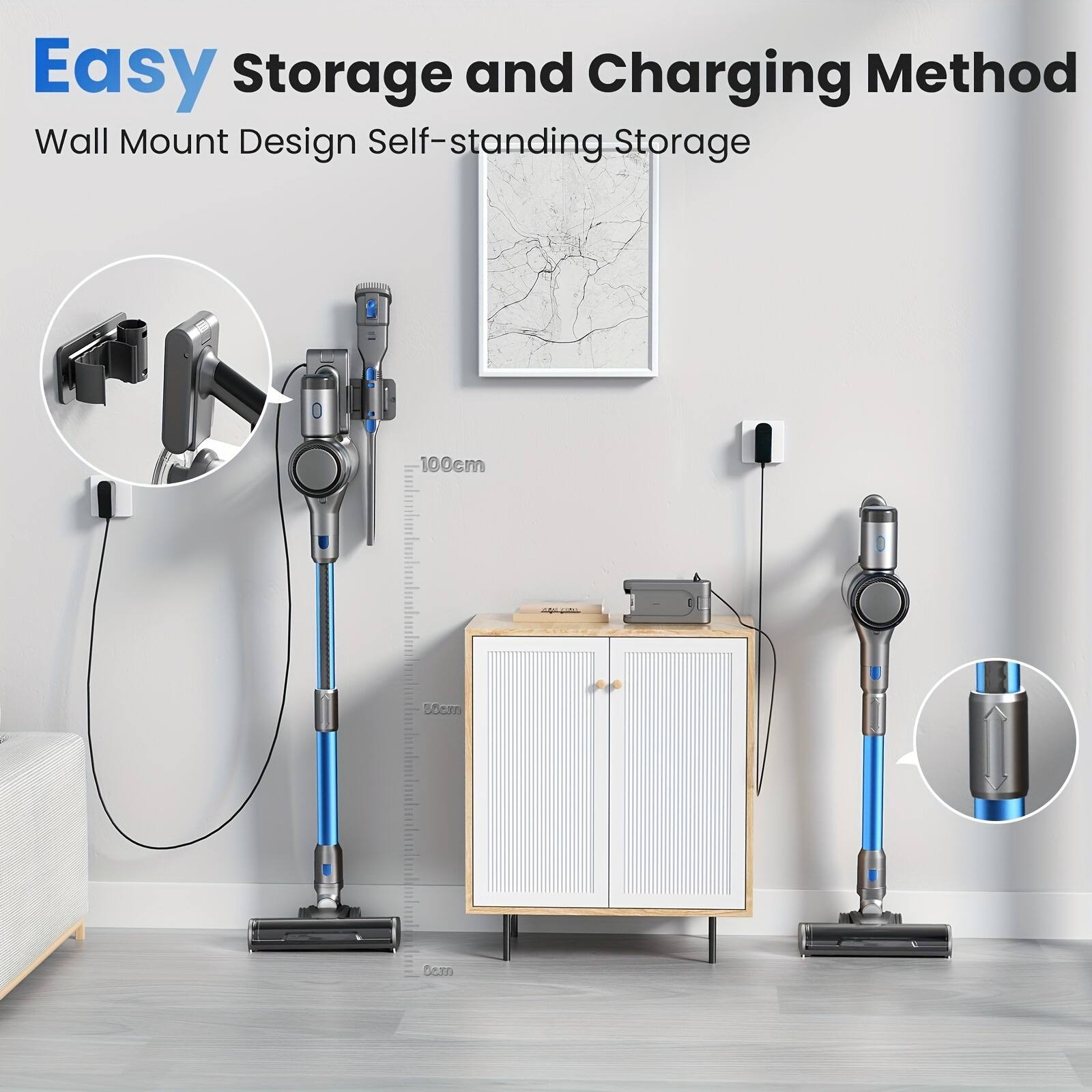 Easy Storage and Charging Method  
Wall Mount Design Self-standing Storage