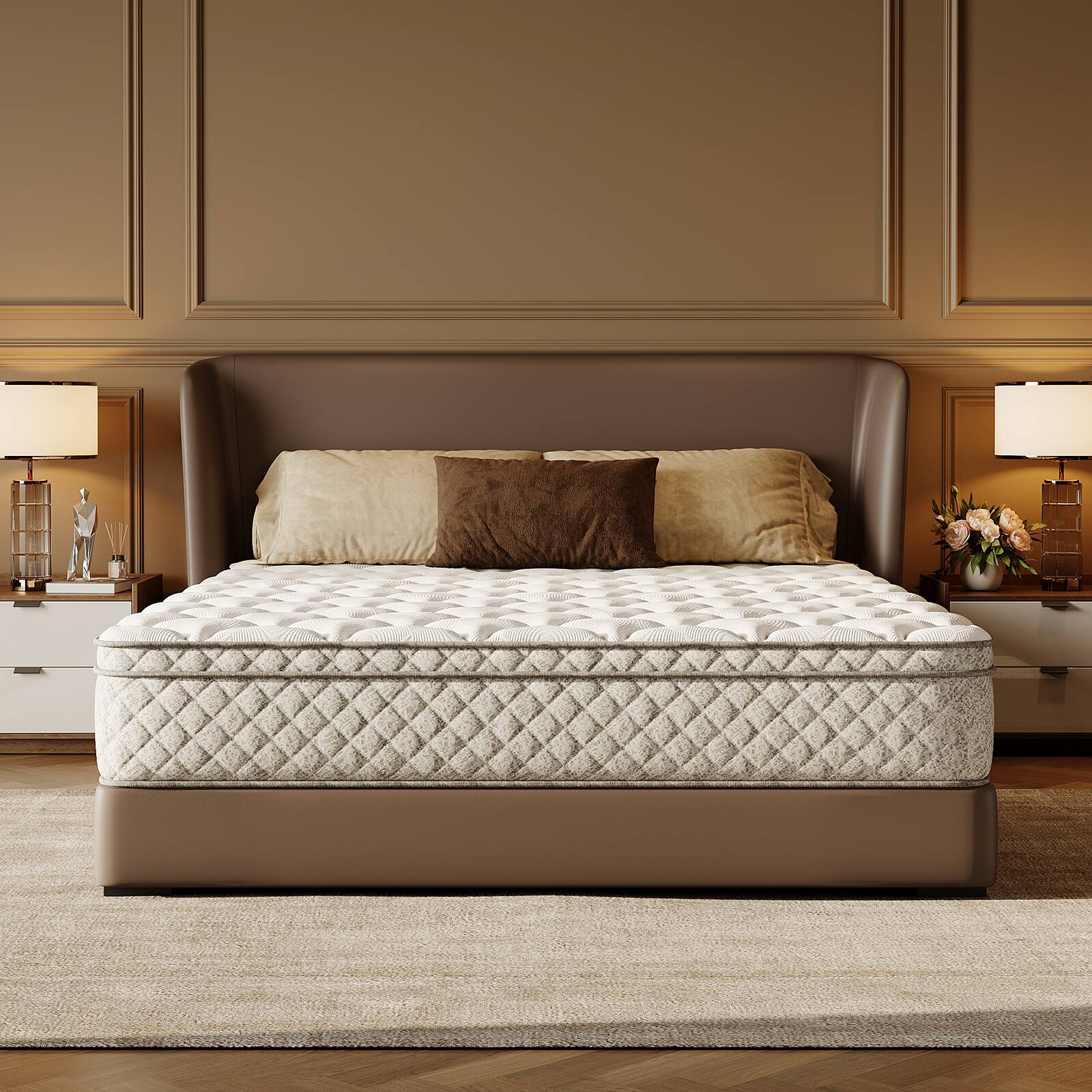 Alt View 8. Chateau Abodes - 12'' Queen Hybrid Mattress in a Box with Memory Foam, Pocket Spring & Zoned Support, Medium Firm - Grey+White.