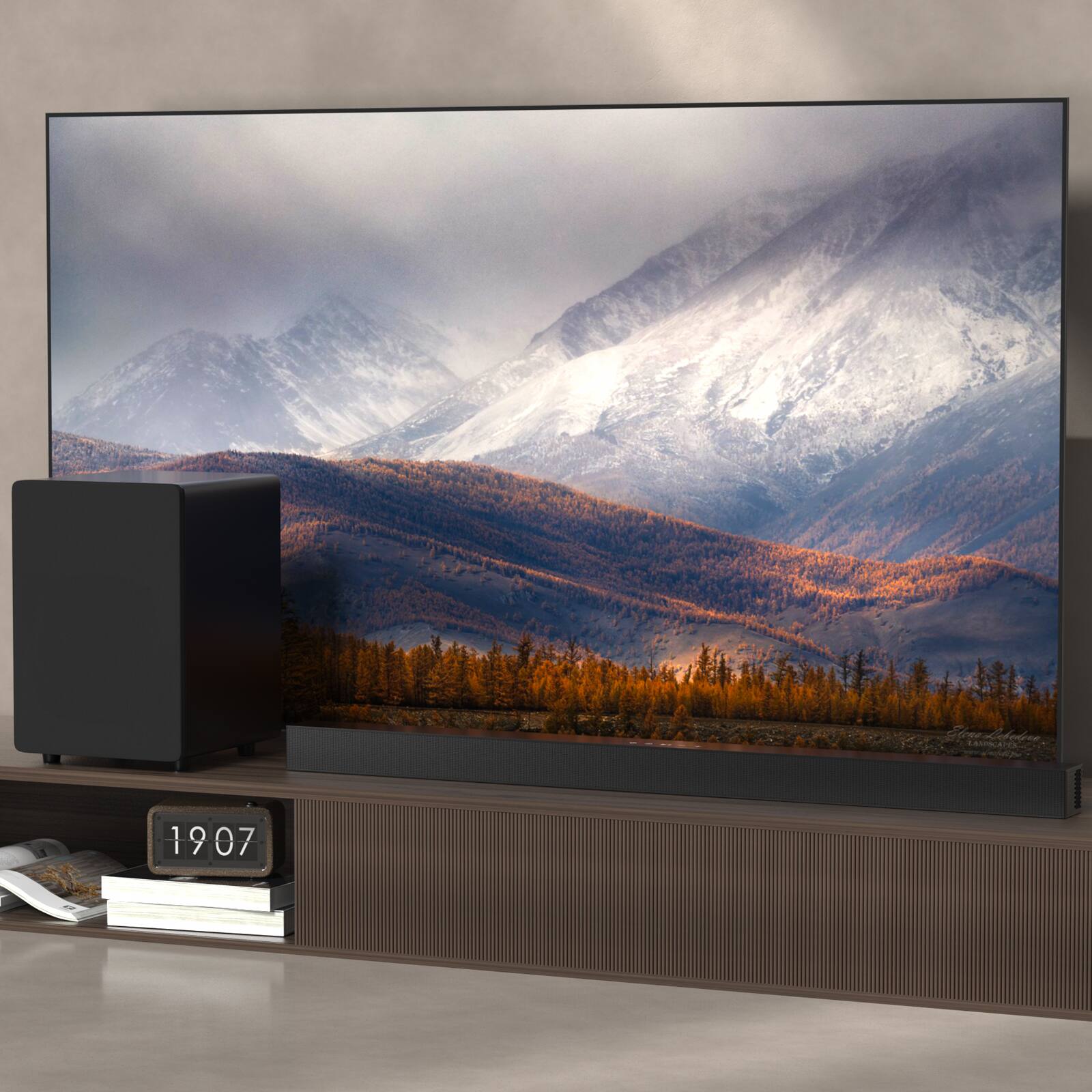 Angle. Topteng - BS-18E 2.1ch Bluetooth 5.0 Soundbar with Subwoofer - Heavy Bass, HDMI/Optical/AUX/USB, Wall-Mountable - Black.