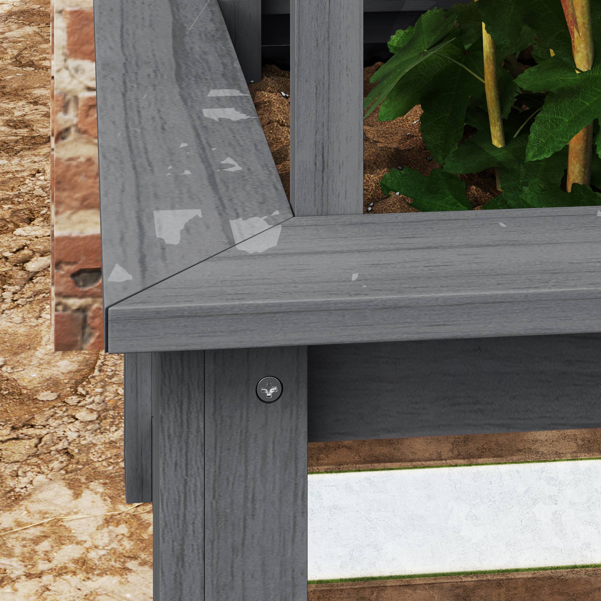 Alt View 7. Outsunny - Raised Garden Bed with Trellis, Wooden Planter Box with Galvanized Steel Sides, Raised Flower Bed for Climbing Plants - Gray.