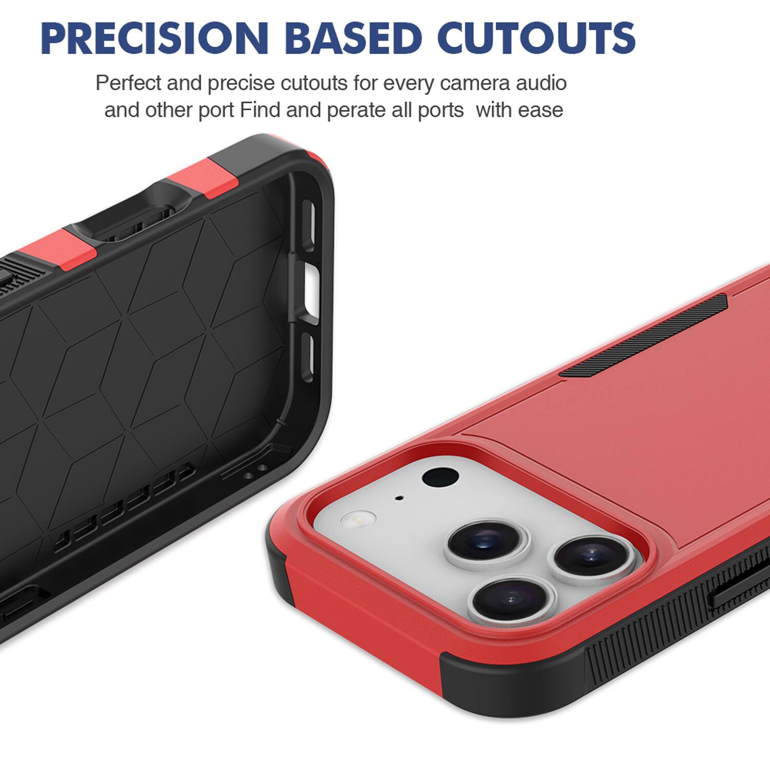PRECISION BASED CUTOUTS  
Perfect and precise cutouts for every camera, audio, and other port. Find and operate all ports with ease.