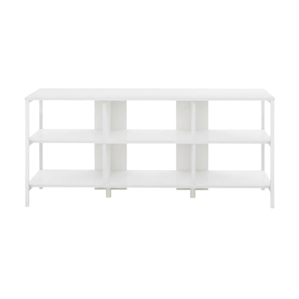 Alt View 3. FurniFact - Modern TV stand, up to 60-inch TVs, metal, wood construction, clean white finish - White.
