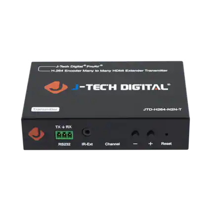 J-Tech Digital ProAV H.264 Encoder Many to Many HDMI Extender Transmitter - TECH DIGITAL Transmitter JTD-H264-N2N-T TX + RX RS232 IR-Ext Channel - + Reset