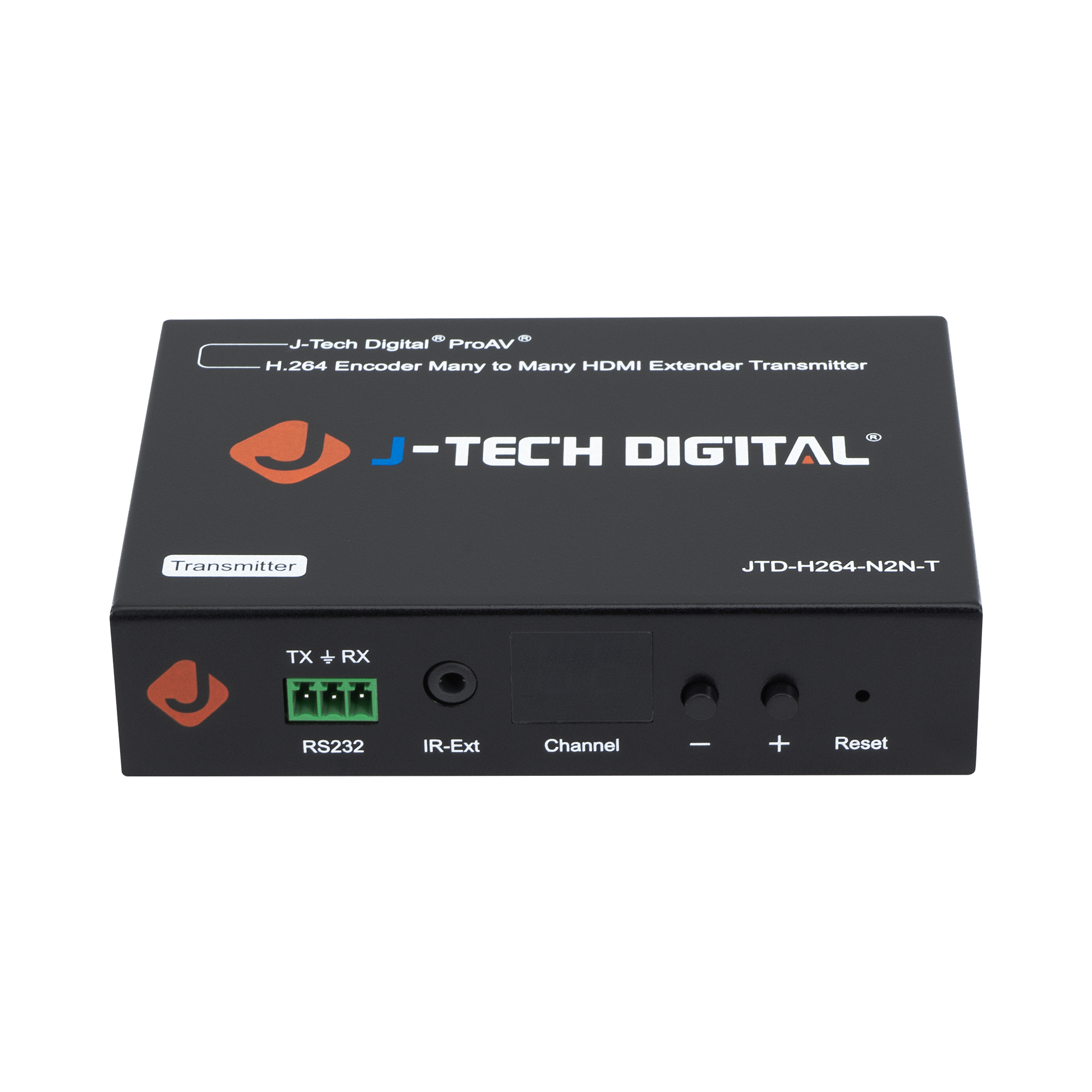 J-Tech Digital ProAV H.264 Encoder Many to Many HDMI Extender Transmitter - TECH DIGITAL Transmitter JTD-H264-N2N-T TX + RX RS232 IR-Ext Channel - + Reset