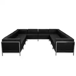 Flash Furniture - HERCULES Imagination 10-Piece U-Shape Reception Guest Chair Sectional with Ganging Clips, Model ZB-IMAG-U-SECT-SET1 - Black