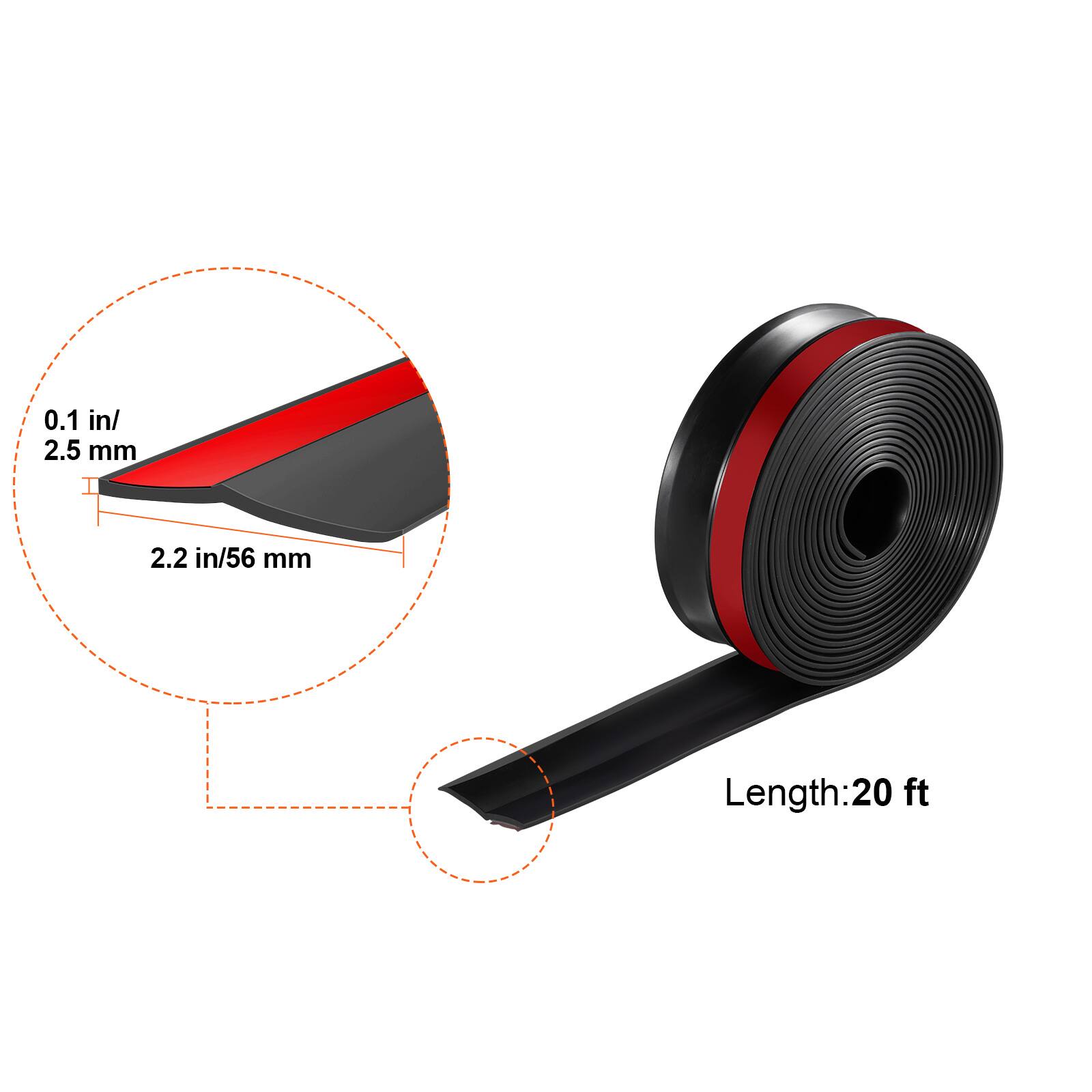 0.1 in/ 2.5 mm  
2.2 in/56 mm  
Length: 20 ft
