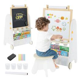 Resenkos - 4-in-1 Toddler Activity Table with Whiteboard & Chalkboard - Natural