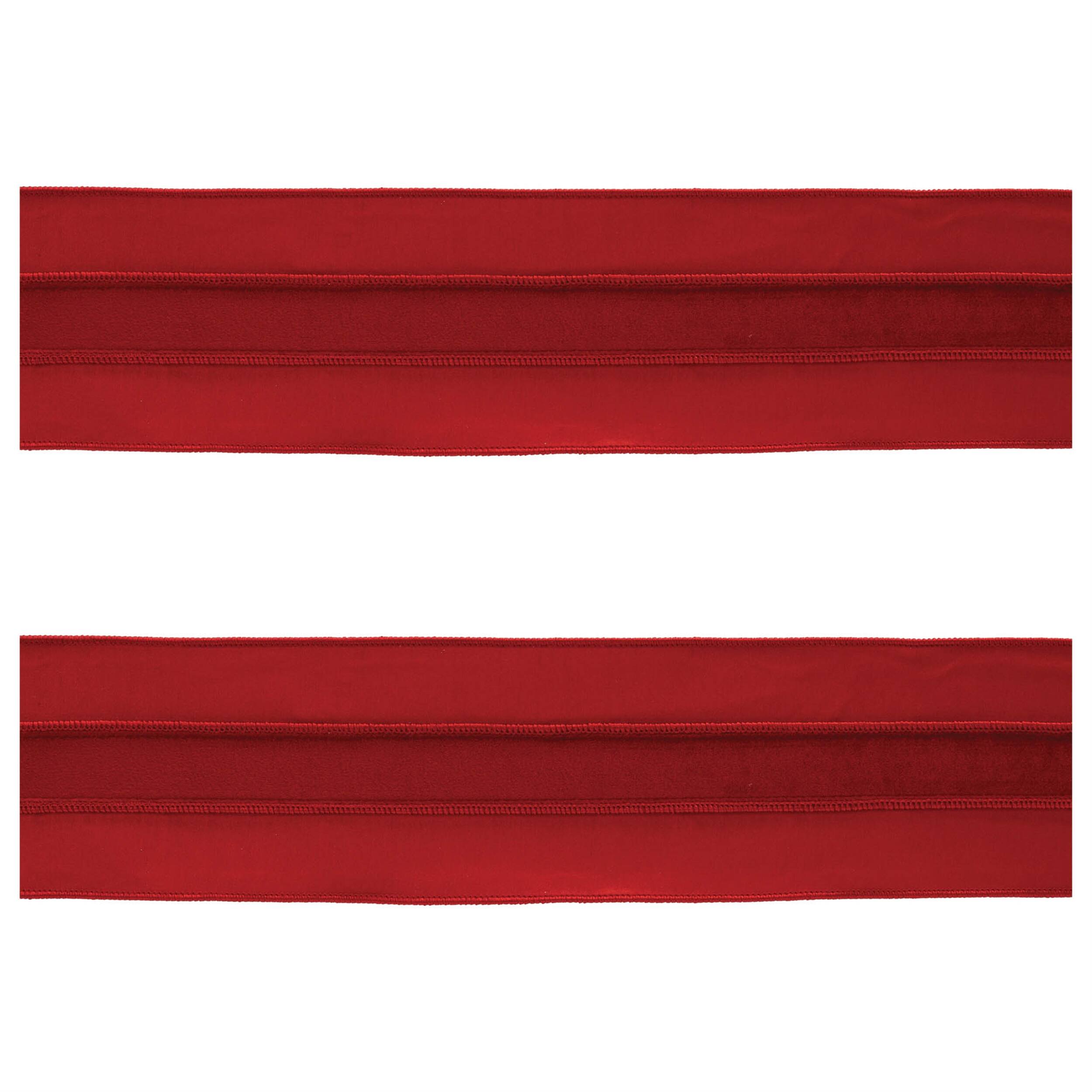 Left. BreeBe - Red Wired Ribbon (Set of 2) - Red.
