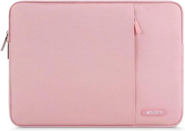 Front. mosiso - 13 inch Laptop Sleeve with Pocket, Polyester Vertical Case for MacBook Air/Pro/Neo 13 inch A18/M5/M4/M3/M2/M1 2026-2016 - Pink.