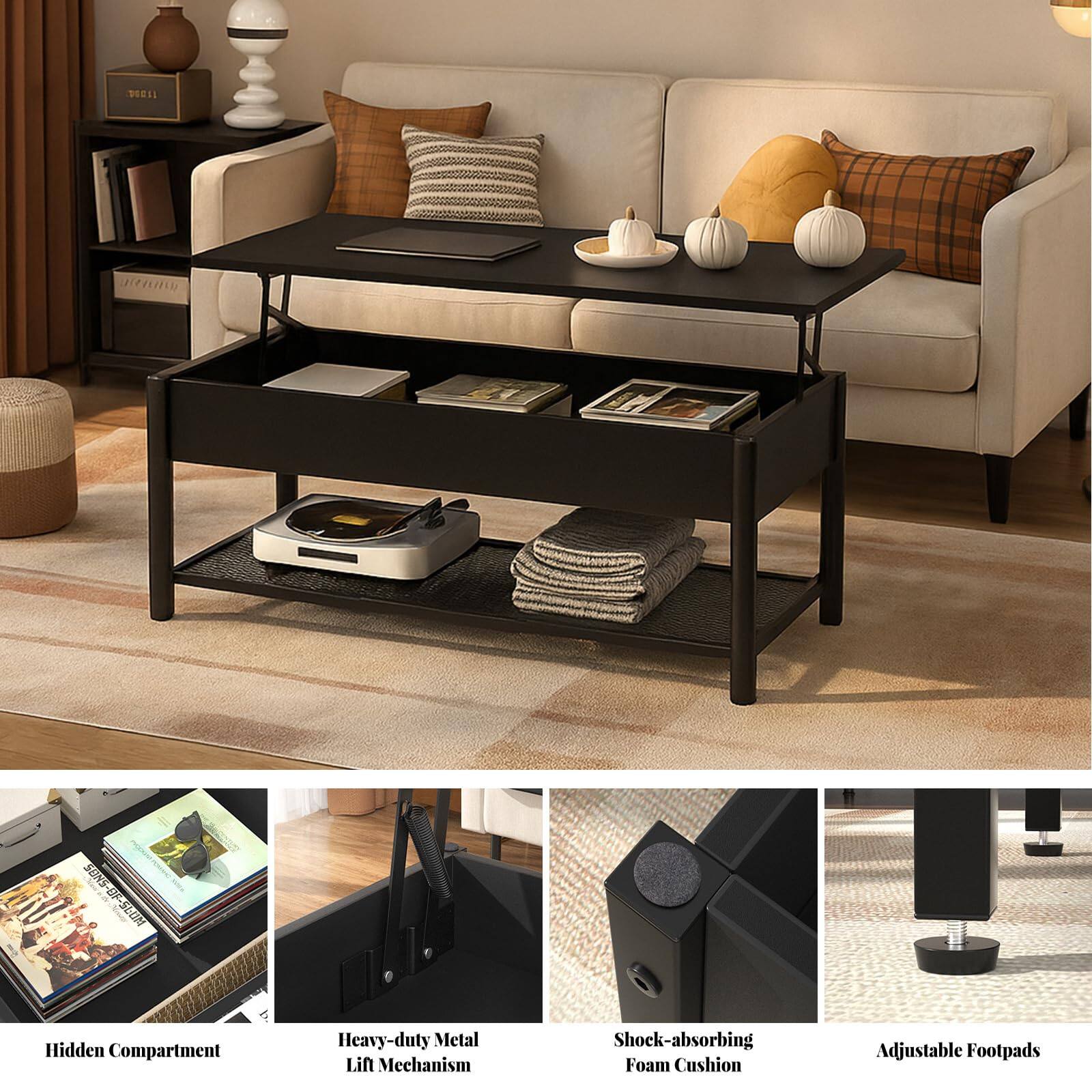 - Hidden Compartment
- Heavy-duty Metal Lift Mechanism
- Shock-absorbing Foam Cushion
- Adjustable Footpads