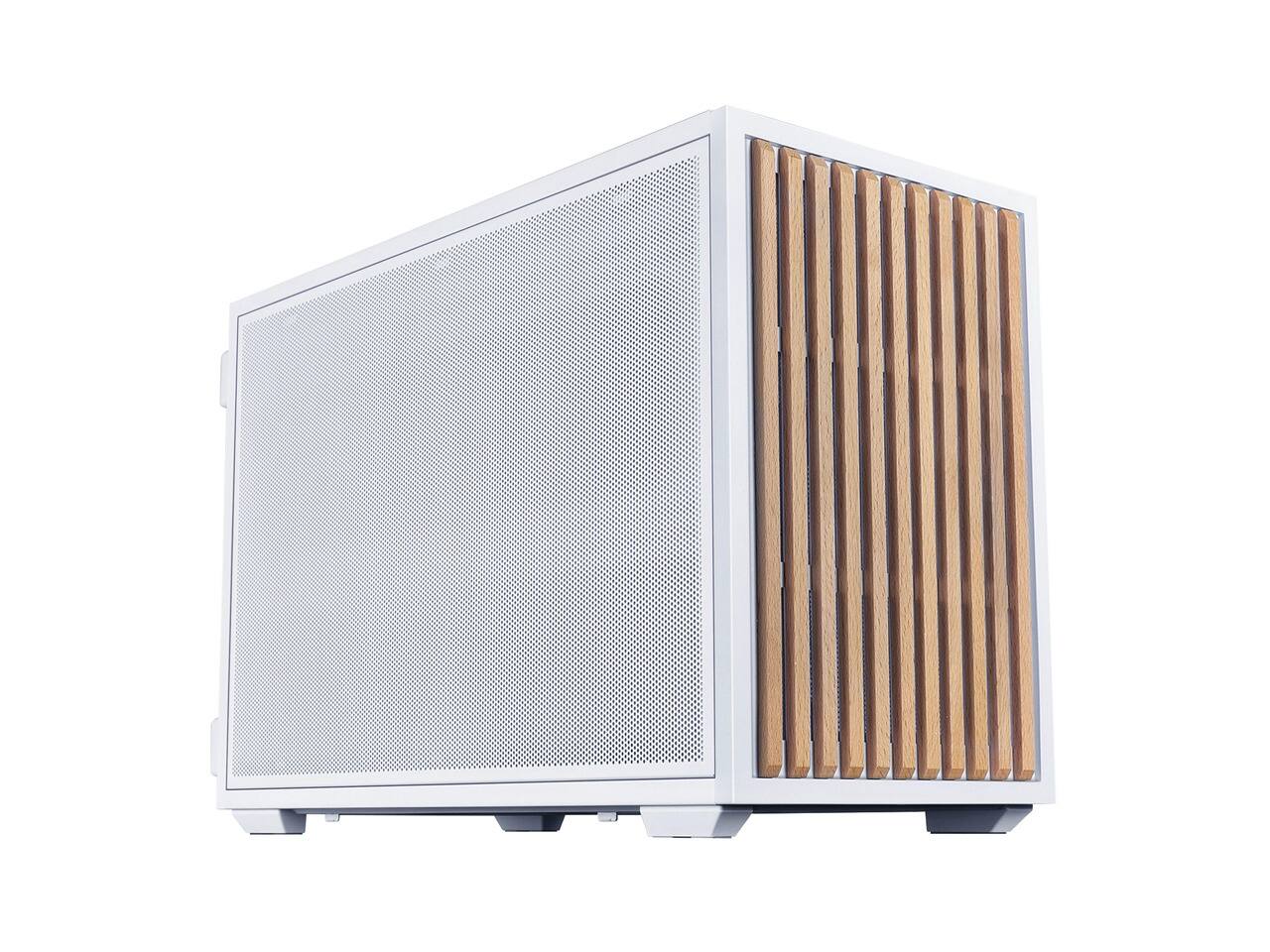 Alt View 1. Lian Li - B4-mATX Beech Wood Compact SFF Computer Case Pre-installed 2 x 120mm Fans Rotating AC Inlet Horizontal/Vertical Setup - White.