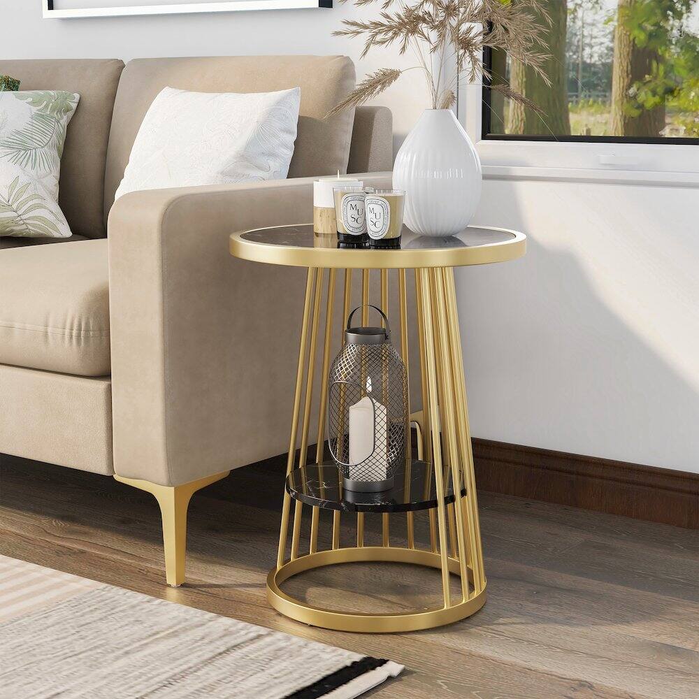 Alt View 3. Furniture of America - Amador Metal 1-Shelf Side Table - Black.