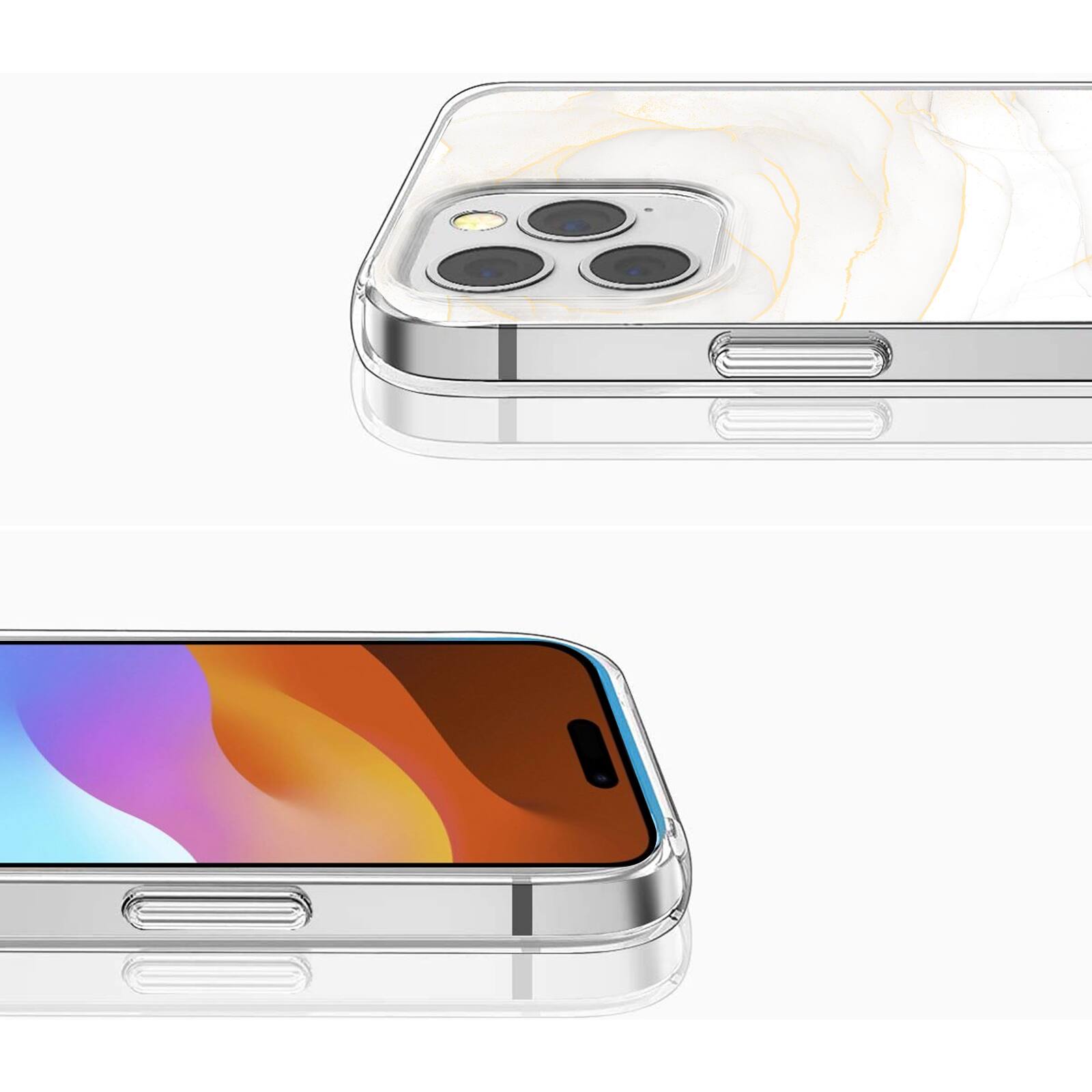 Alt View 1. SaharaCase - Inspire Seres Case Compatible with Magsafe for iPhone 15 Pro - White Marble - White.