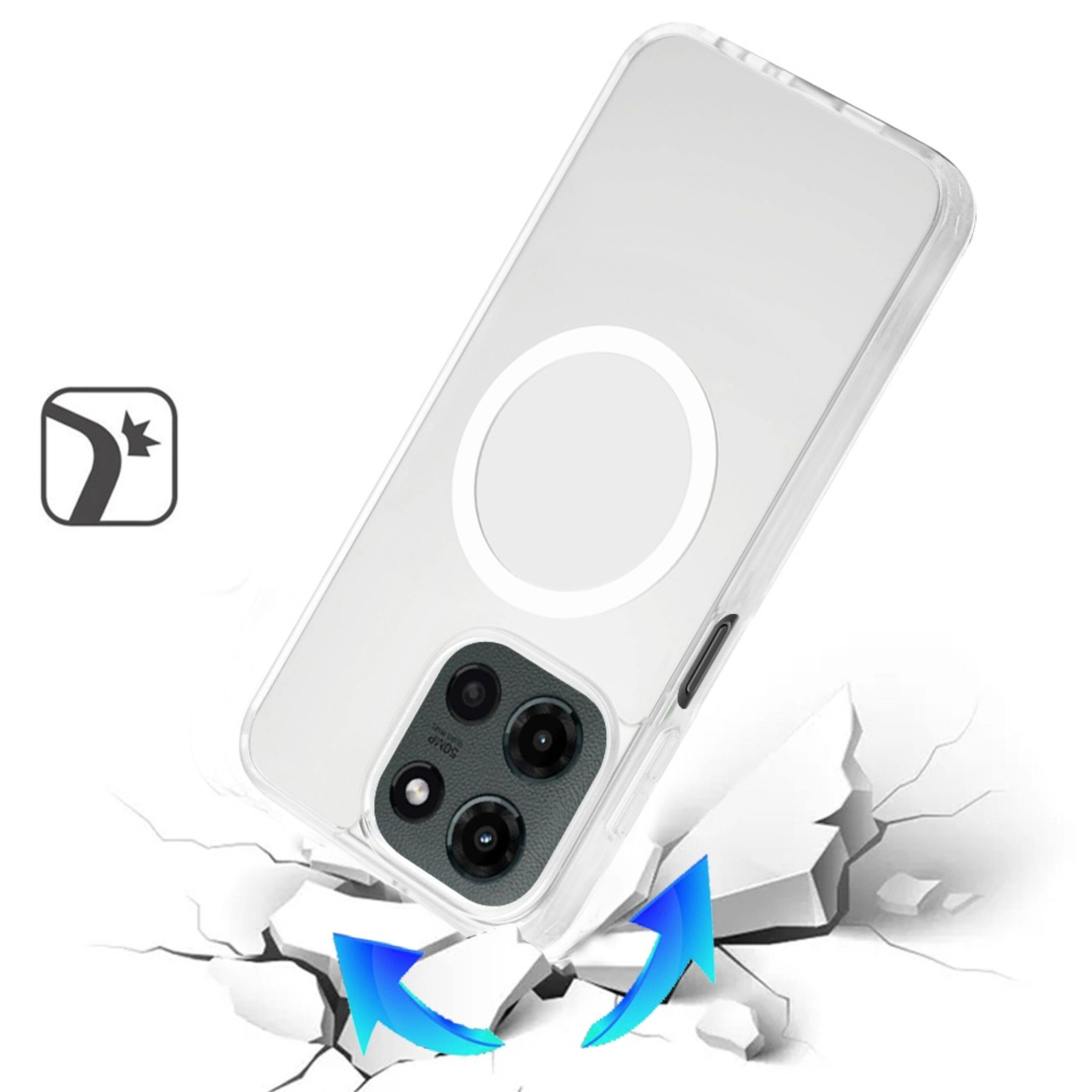Angle. Kitcheniva - Minimalist Magnetic Translucent Case With Tempered Glass For Moto G Stylus 2025 / 2026 Clear - Clear.