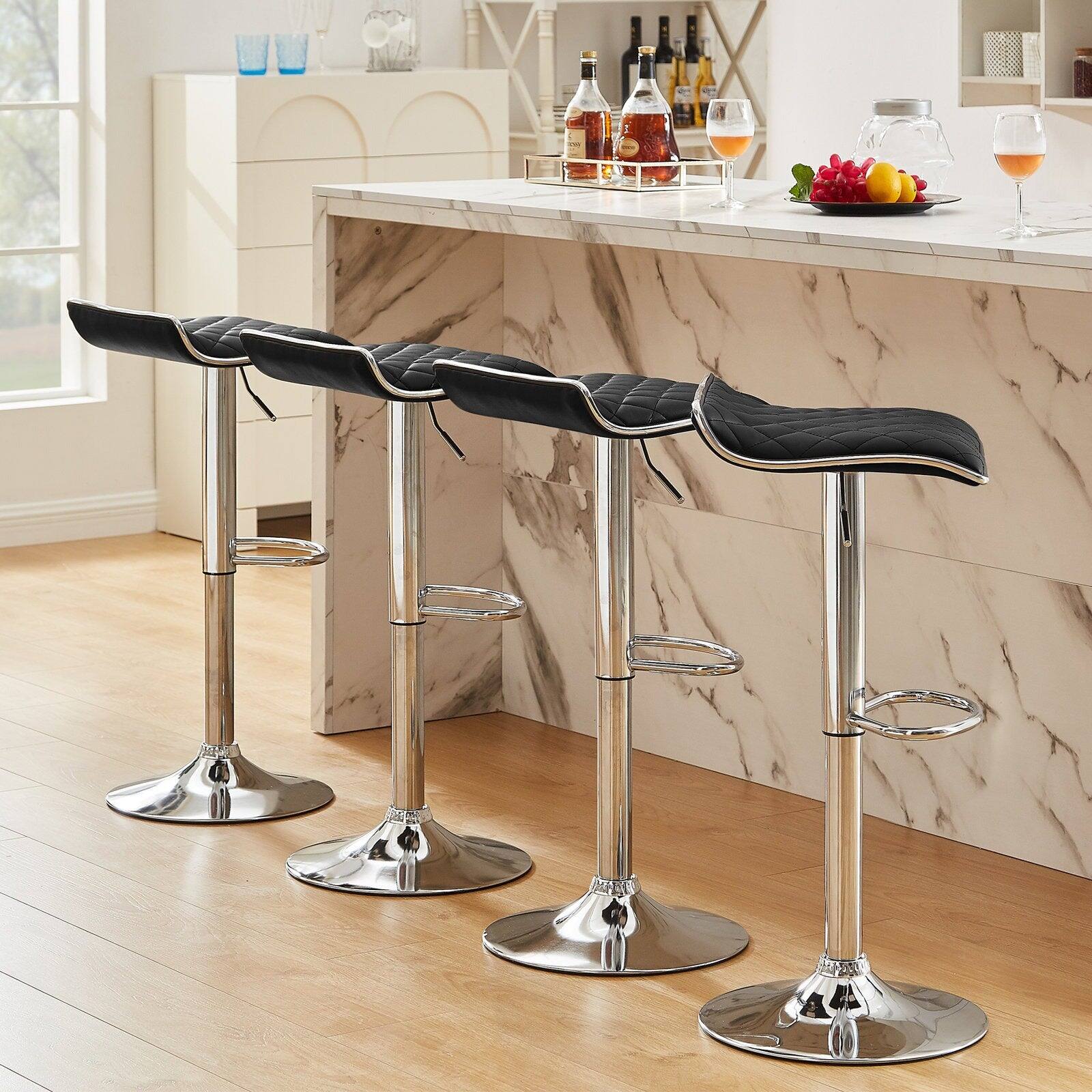 Alt View 6. Vecelo - Adjustable Bar Stools Set of 4, Bar Height Stools for Kitchen Counter - Black.