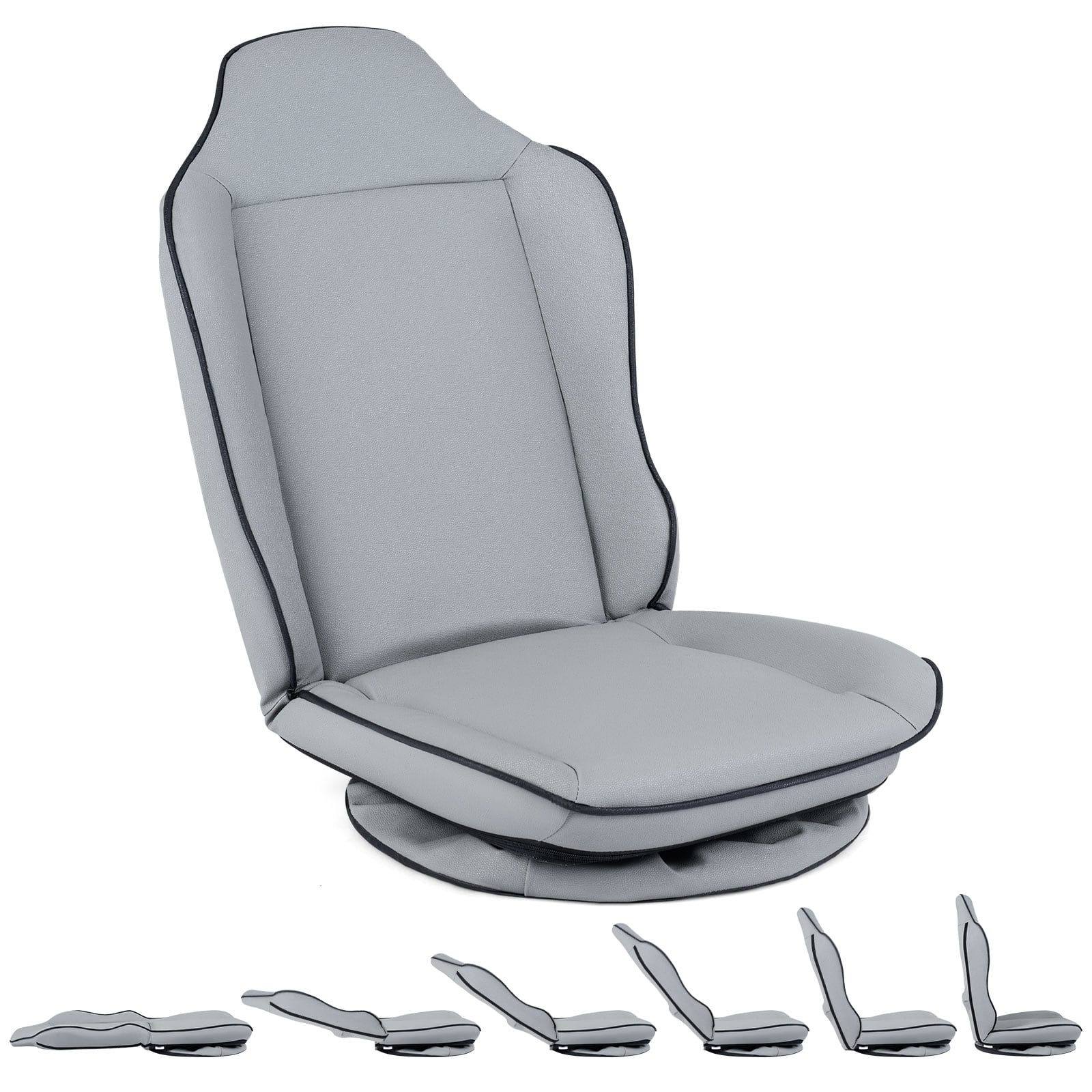 Costway - 360° Swivel Floor Gaming Chair with 5-Level Adjustable Backrest&Padded Seat Cushion - Gray price history on PriceWatchPro