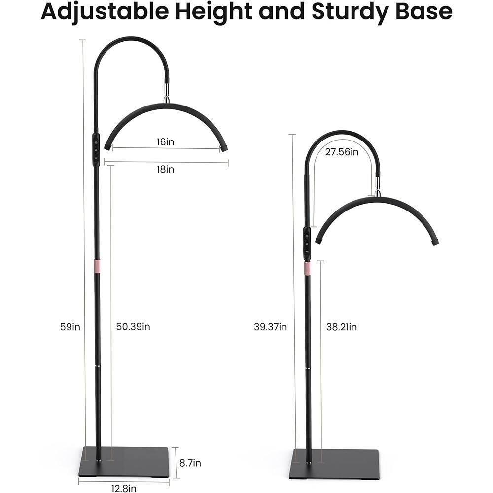 Adjustable Height and Sturdy Base

- 16in
- 18in
- 59in
- 50.39in
- 8.7in
- 12.8in

- 27.56in
- 39.37in
- 38.21in