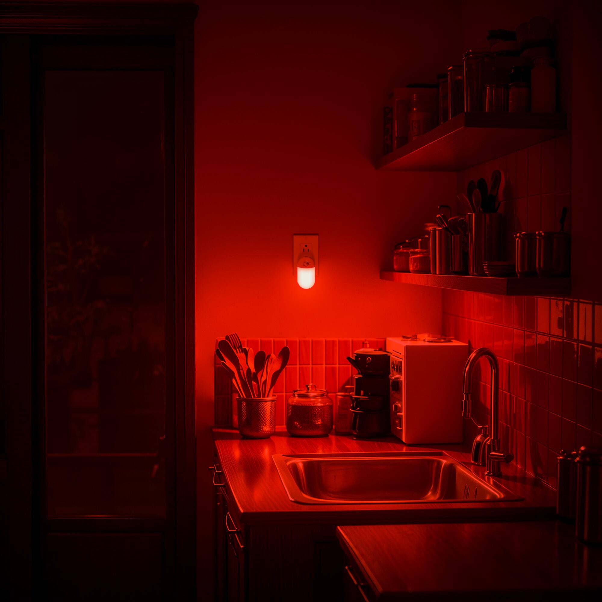Left. Jandcase - JANDCASE 2-Pack 0.6W Plug-in Motion Sensor Night Light, Red Glow, 2-Step Dimming ON/OFF/AUTO - White.