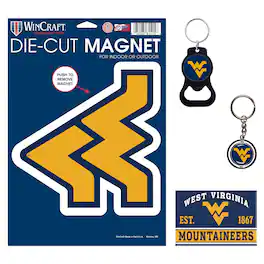WinCraft - West Virginia Mountaineers 4-Pack Key Rings and Magnets Set - Multicolor