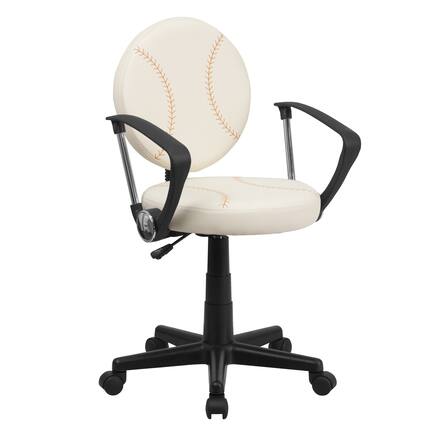 Front. Emma + Oliver - Sports Swivel Task Office Chair with Arms - Brown and Cream.