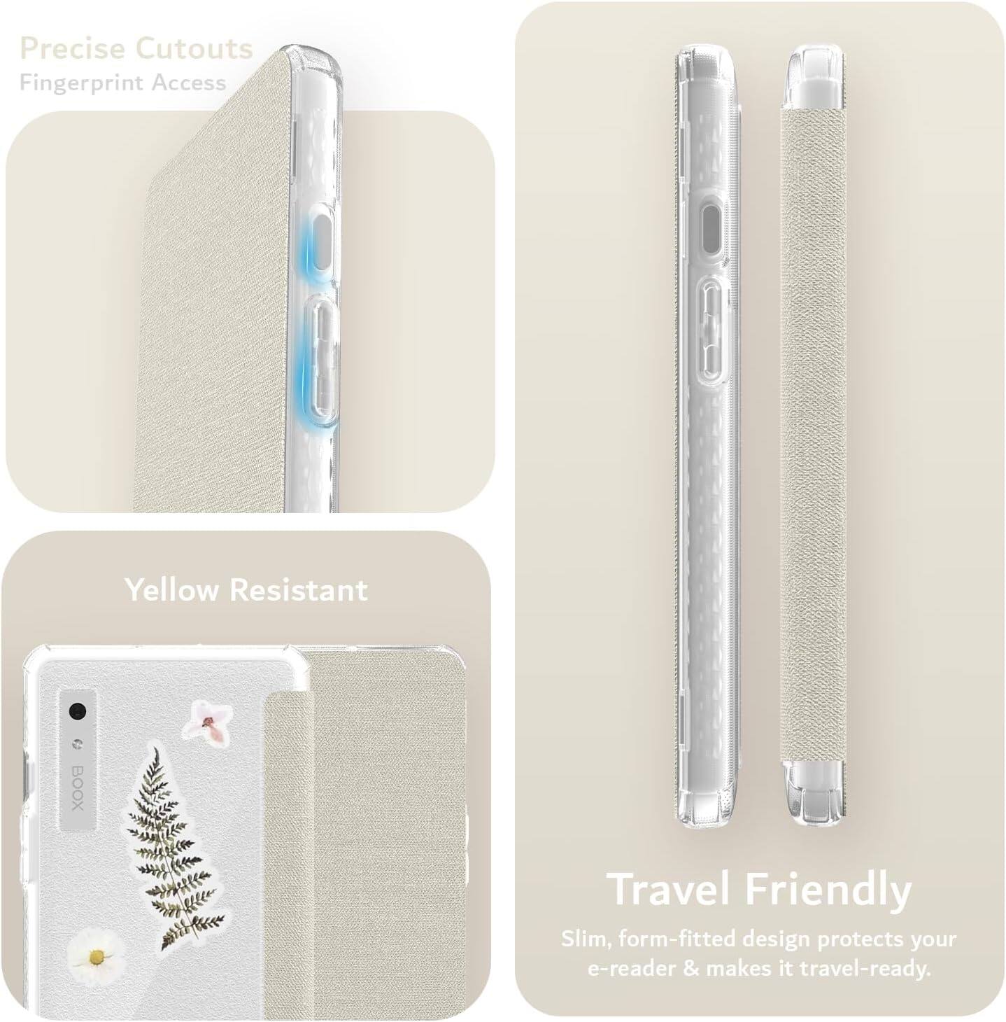 Precise Cutouts  
Fingerprint Access  

Yellow Resistant  

Travel Friendly  
Slim, form-fitted design protects your e-reader & makes it travel-ready.