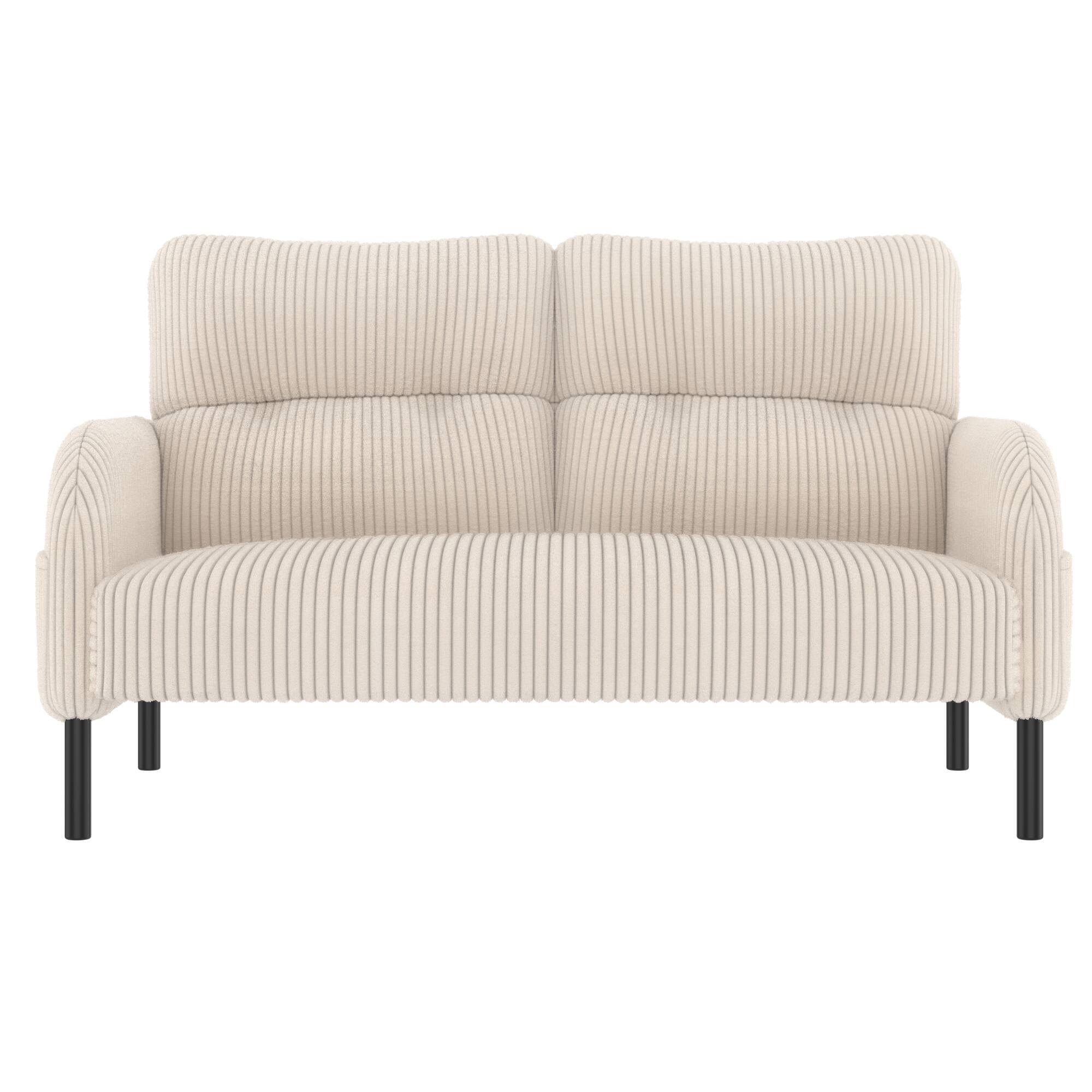 Alt View 5. GOODSILO - Elegant Corduroy Double Sofa with High Rebound Springs and Side Pockets for Living Rooms and Bedrooms - Beige.