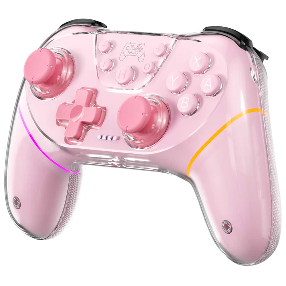Cluzine - Wireless Game Controller for Switch & PC Bluetooth Dual Shells Dual Hall RGB Lighting Vibration Turbo - Pink