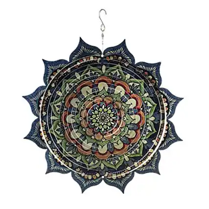 Front. Ganz - Ganz Mandala Stainless Steel Hanging Spinner 12 Inch.