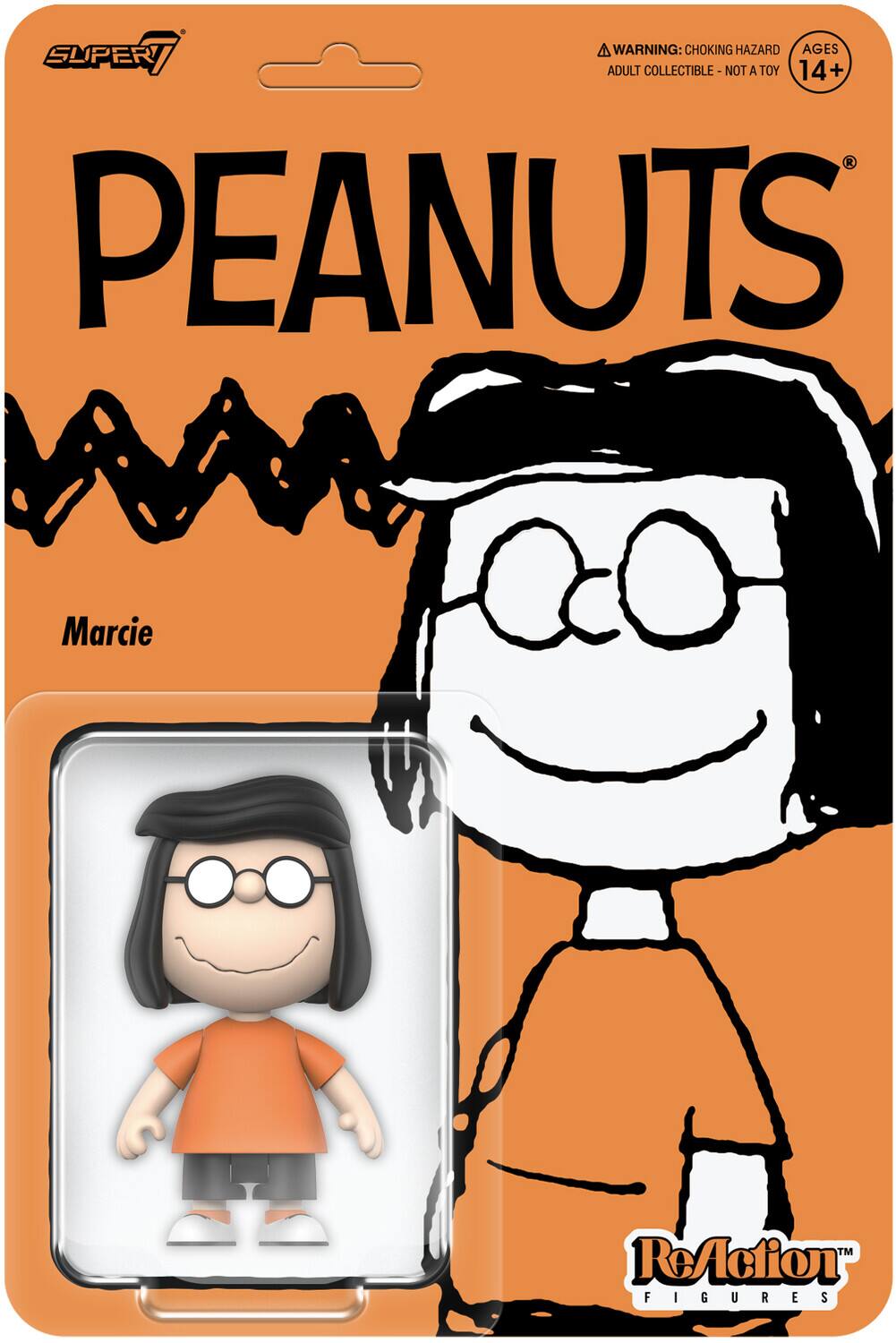A WARNING: CHOKING HAZARD AGES 14+ PEANUTS Marcie TM ReAction FIGURES

SUPER7

PEANUTS

WARNING: CHOKING HAZARD
ADULT COLLECTIBLE - NOT A TOY

AGES 14+

ReAction FIGURES