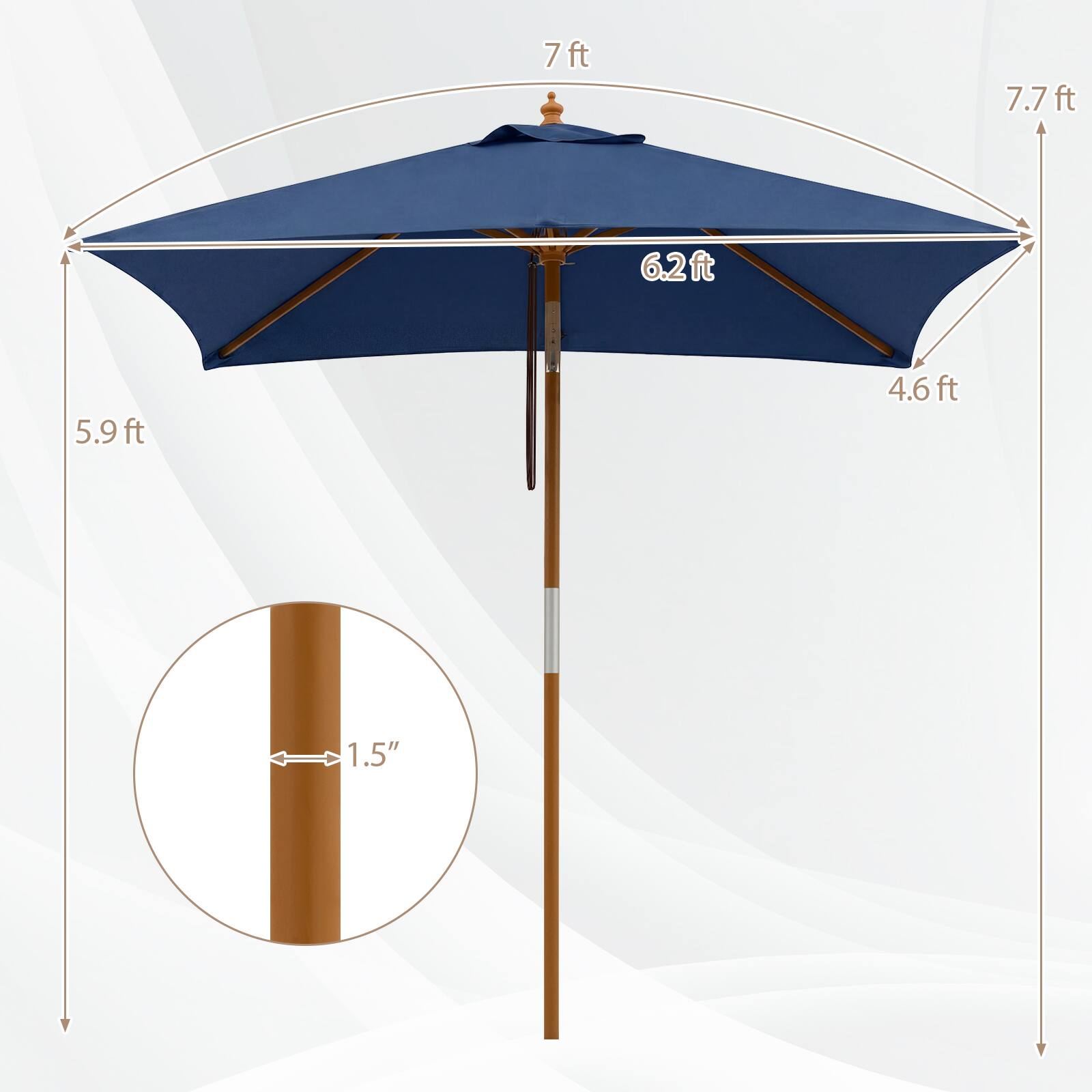 Costway 7 FT Outdoor Patio Umbrella with 3 Adjustable Heights, Push ...