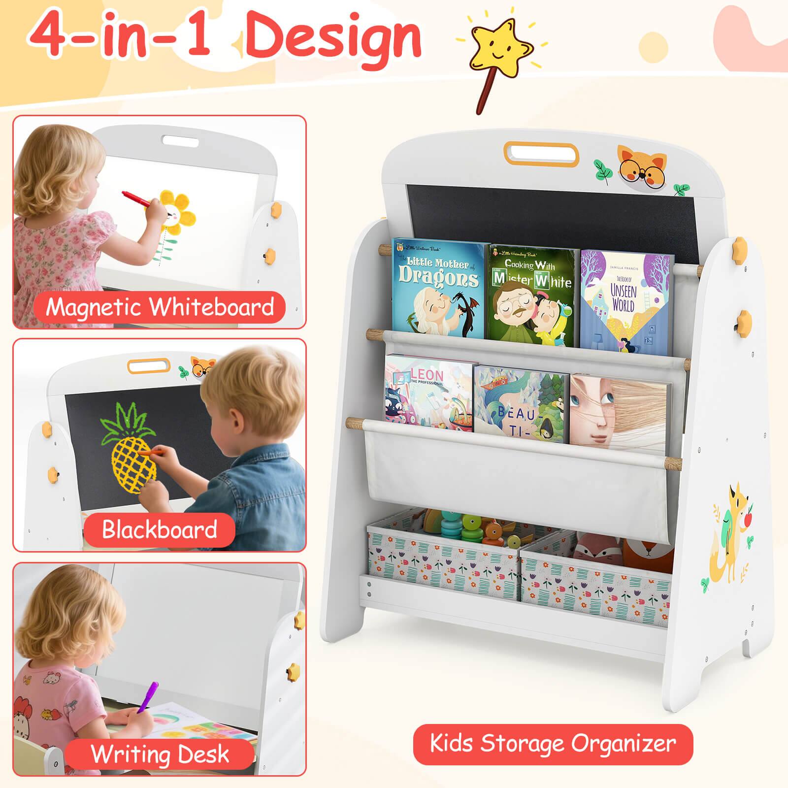 4-in-1 Design

- Magnetic Whiteboard
- Blackboard
- Writing Desk
- Kids Storage Organizer

Little Mother Dragons
Cooking With Mister White
UNSEEN WORLD
LEON
BEAU TI-