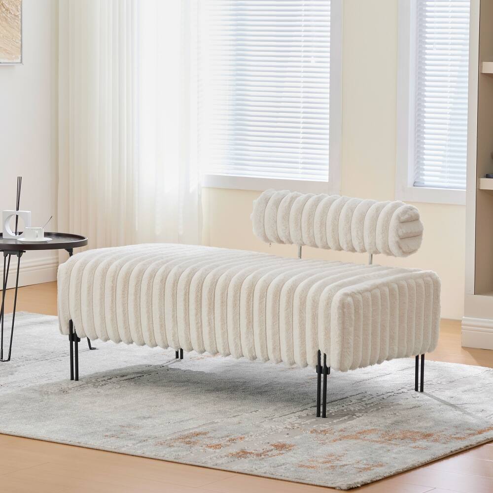 Alt View 2. Ropilly - Ropilly Mini Loveseat End of Bed Bench Small Sofa with Adjustable Back Upholstered Window Ottoman Entryway Seating Beige - Beige.