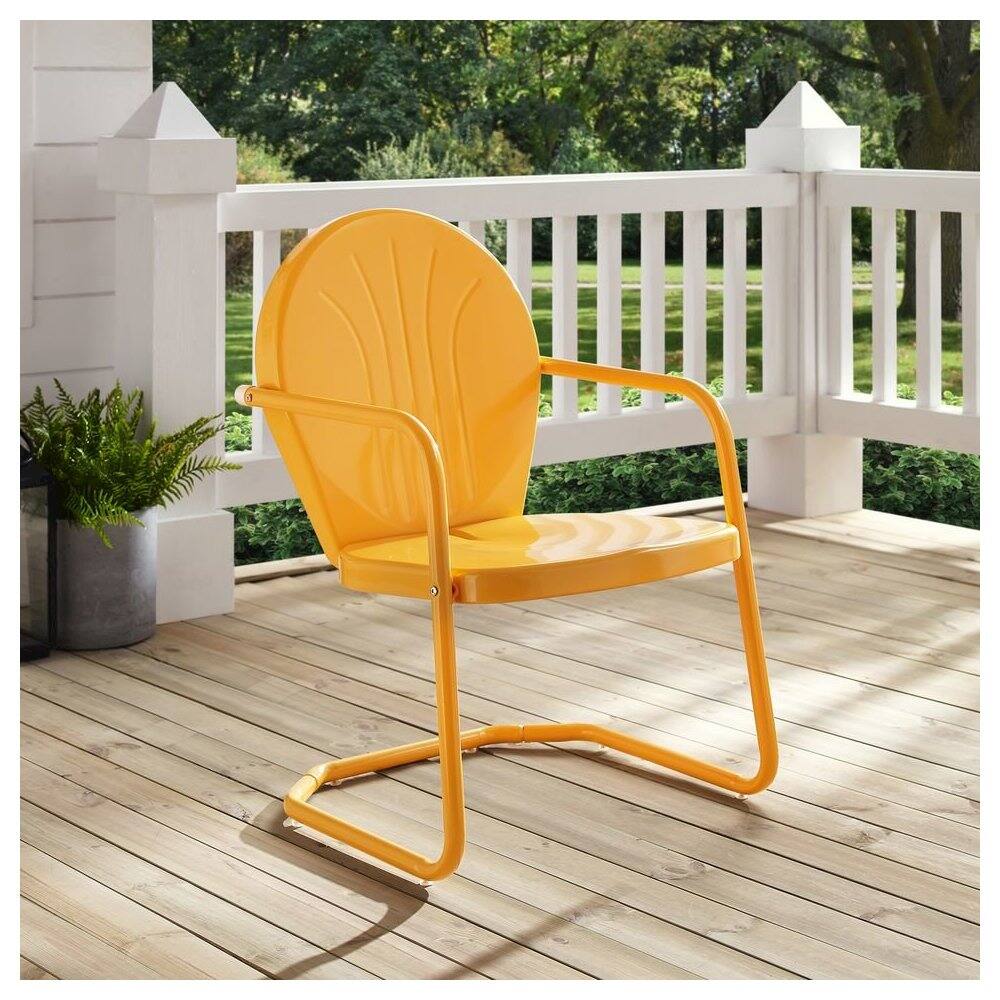 Left. Crosley Furniture - Griffith Retro Outdoor Chair - Tangerine Gloss.
