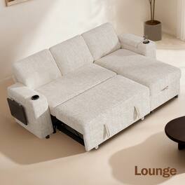 Dyonery - 85 "Modular sofa, adjustable backrest, with storage, tool-free assembly, Chenille Beige - Beige