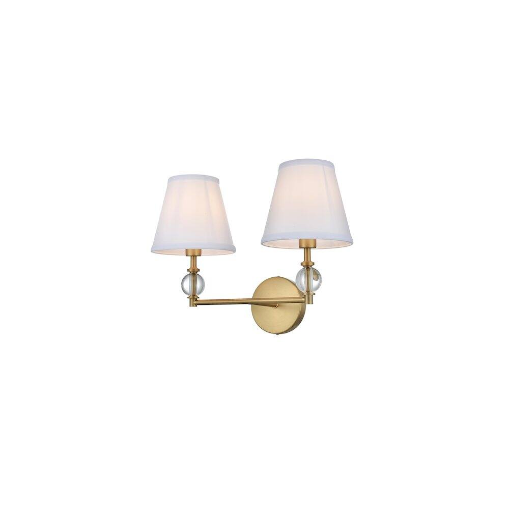 Angle. Living District - Bethany 17 inch Wall Sconce in Satin Gold - Satin Gold And White.