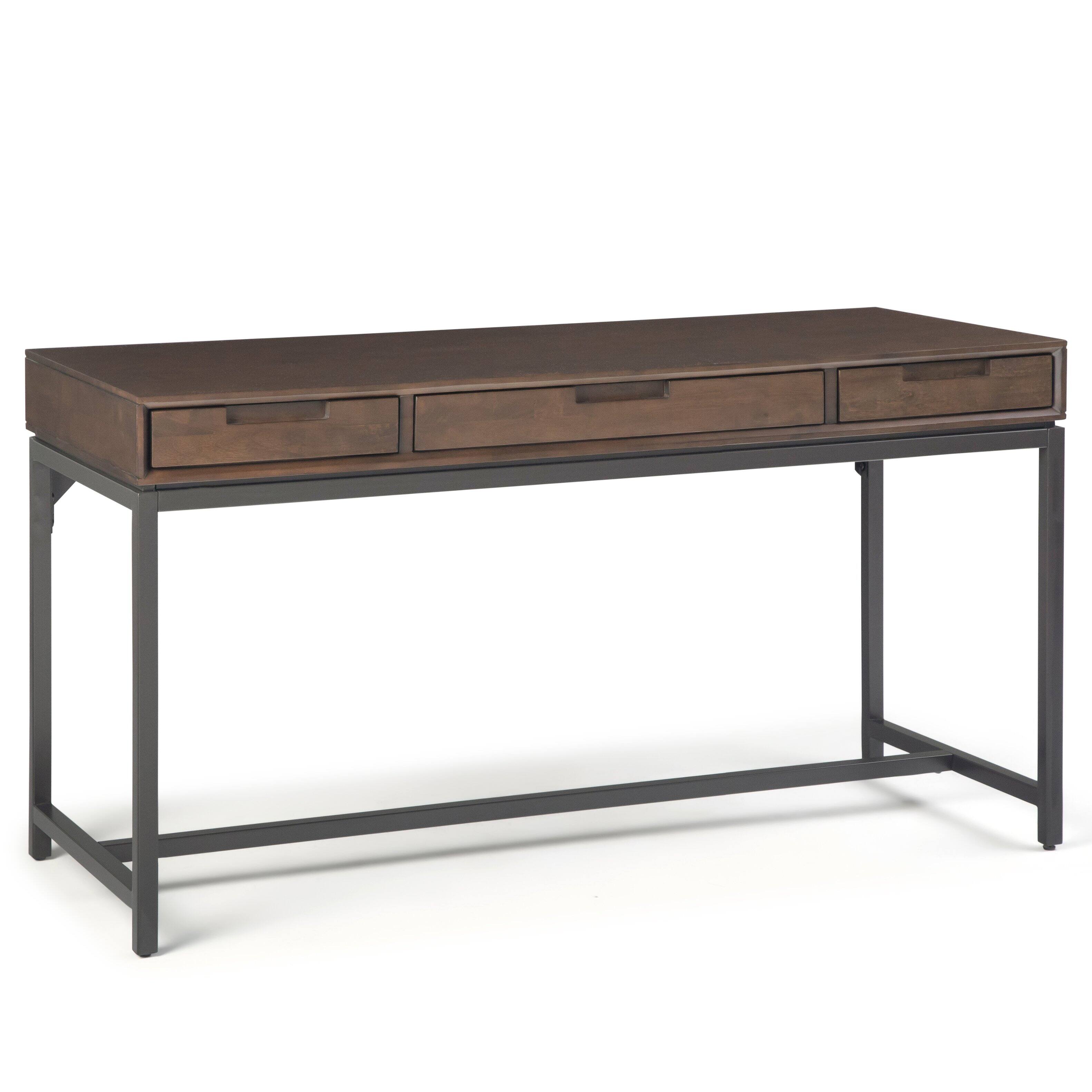 Back. Simpli Home - Banting 60 inch Desk and 30 inch Bookcase - Walnut Brown.
