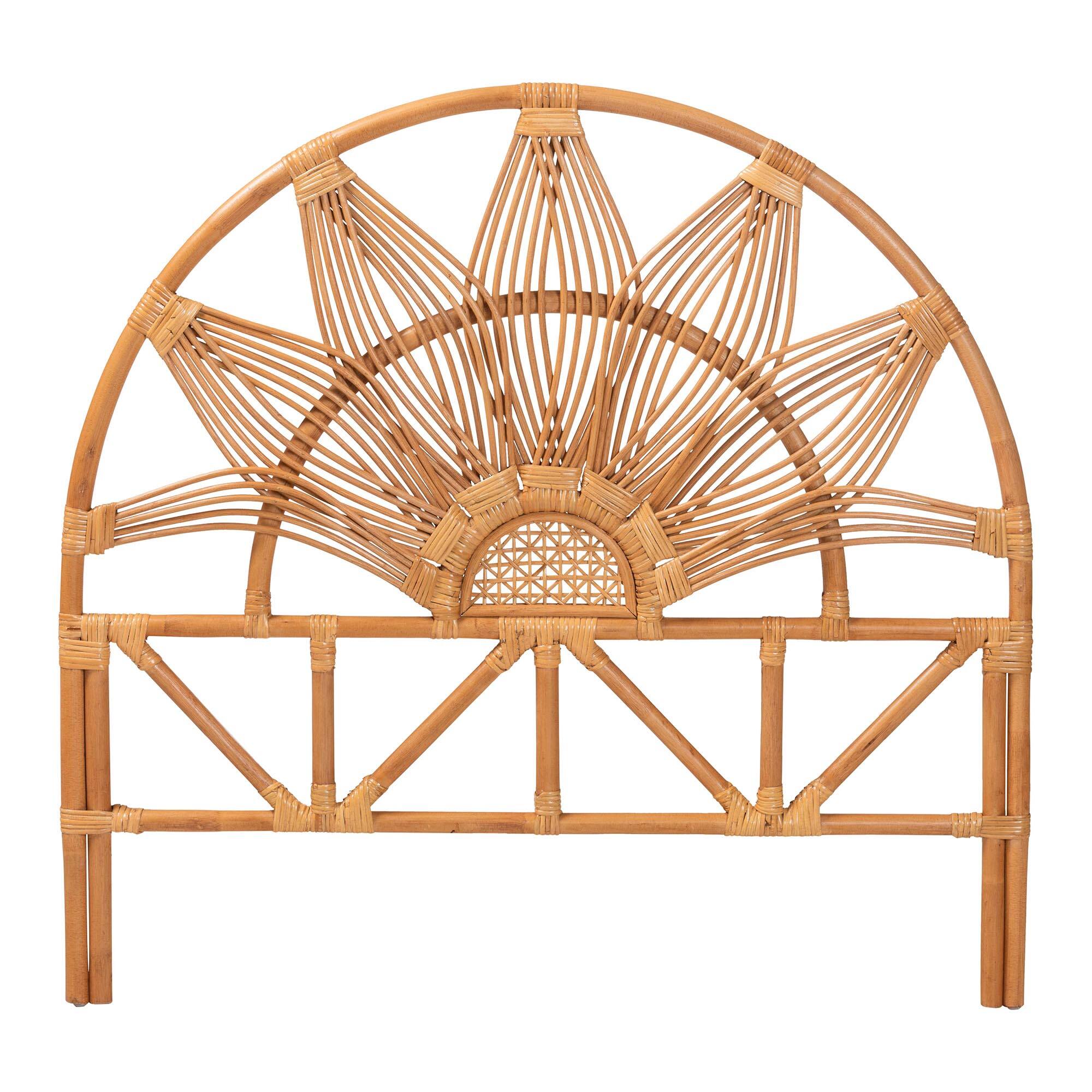bali & pari Jasmine Natural Rattan Freestanding Headboard, Twin Light ...