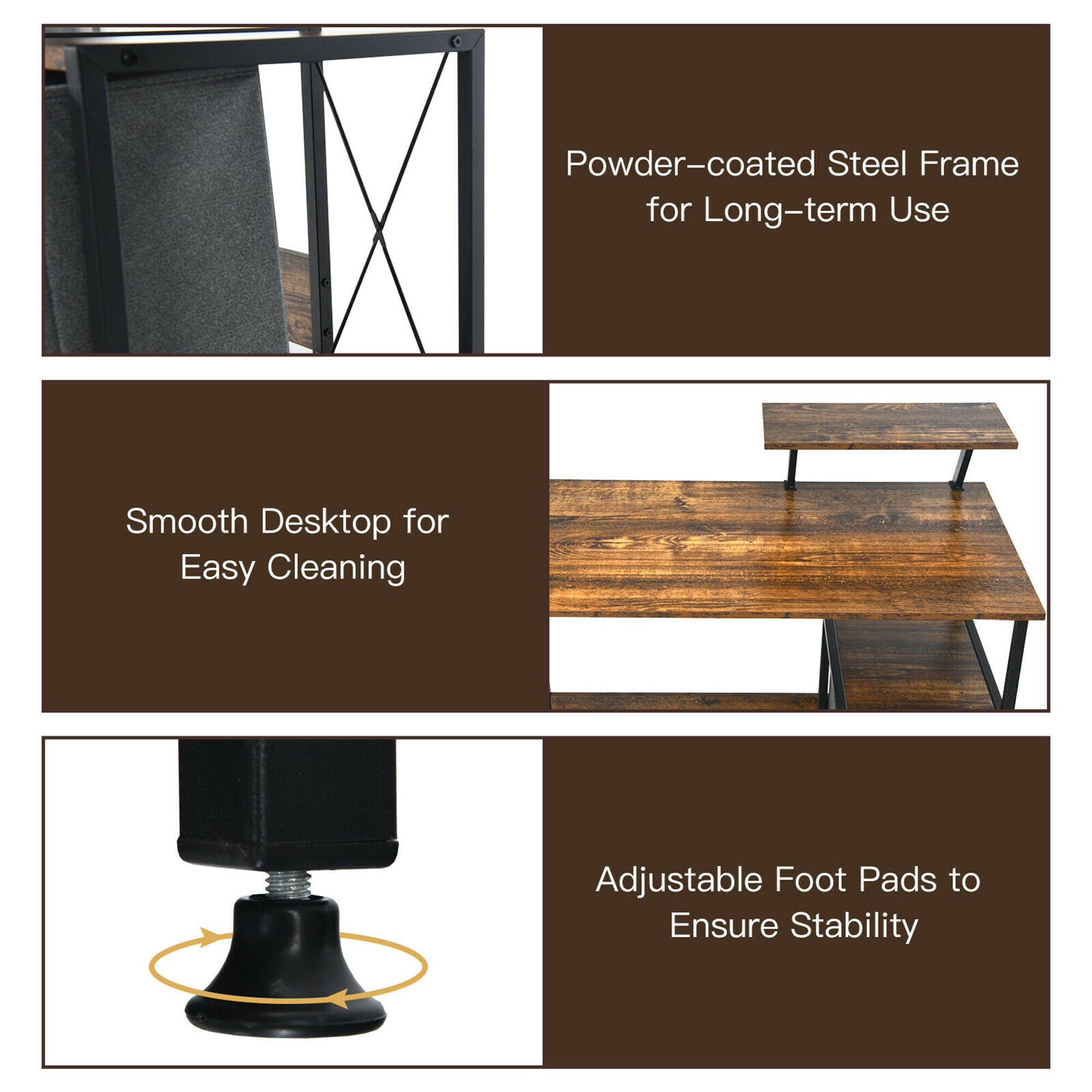 Powder-coated Steel Frame for Long-term Use, Smooth Desktop for Easy Cleaning, Adjustable Foot Pads to Ensure Stability