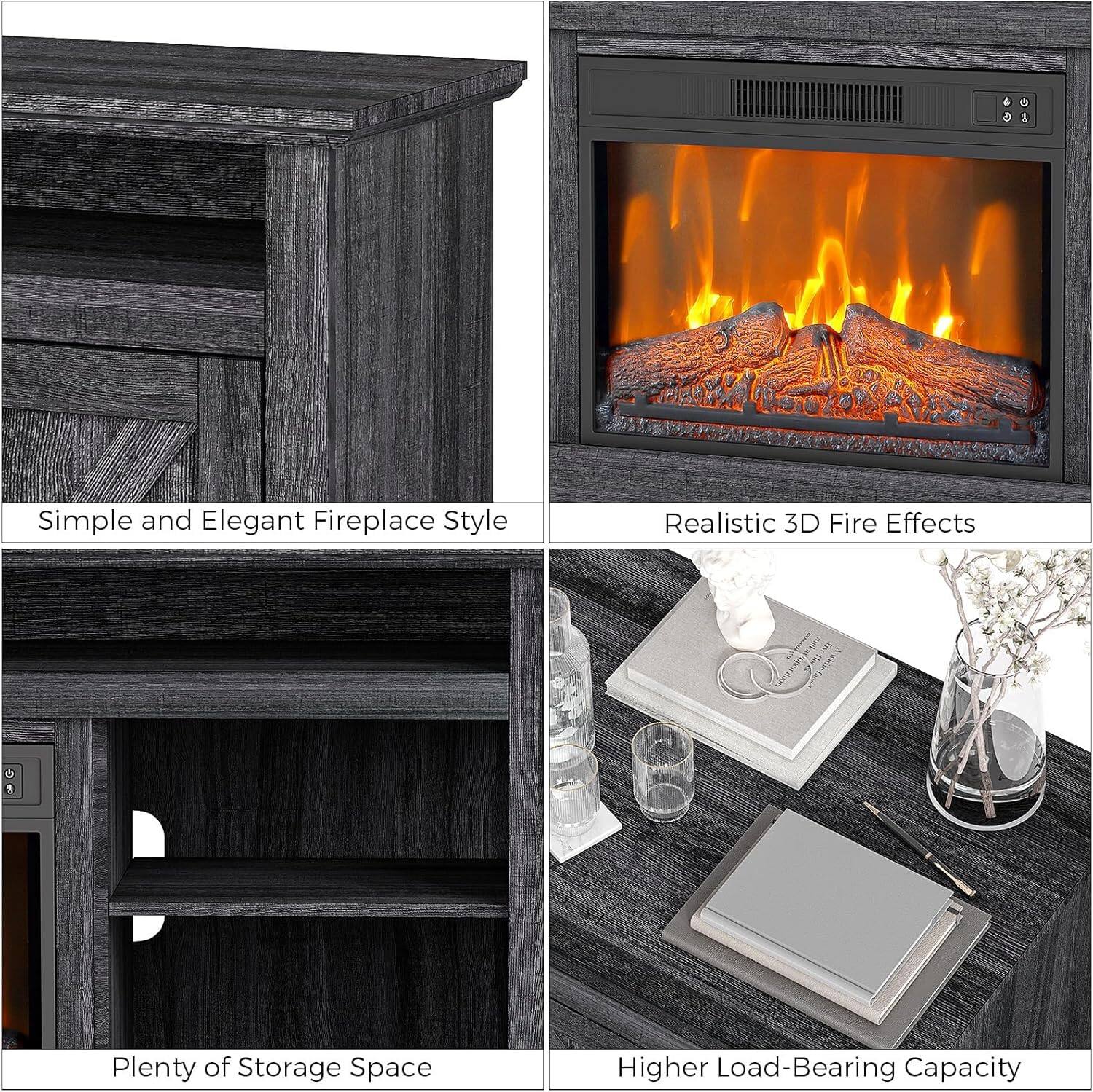 1. Simple and Elegant Fireplace Style
2. Realistic 3D Fire Effects
3. Plenty of Storage Space
4. Higher Load-Bearing Capacity