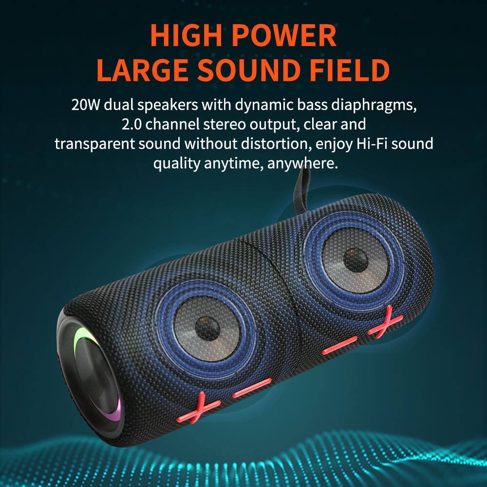 HIGH POWER LARGE SOUND FIELD

20W dual speakers with dynamic bass diaphragms, 2.0 channel stereo output, clear and transparent sound without distortion, enjoy Hi-Fi sound quality anytime, anywhere.